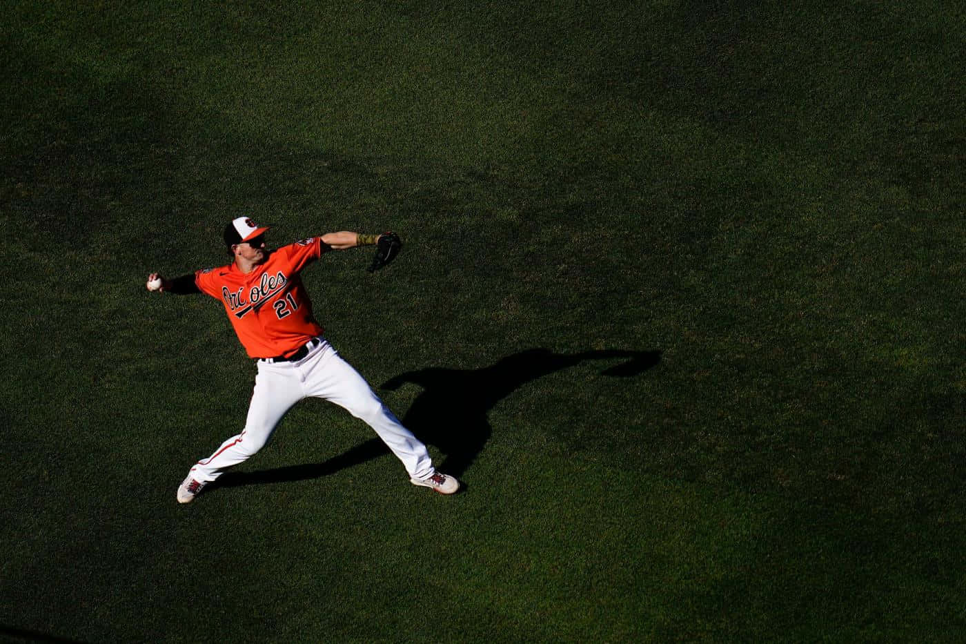 Austin Hays, orange jersey, green field, HD Desktop Wallpaper