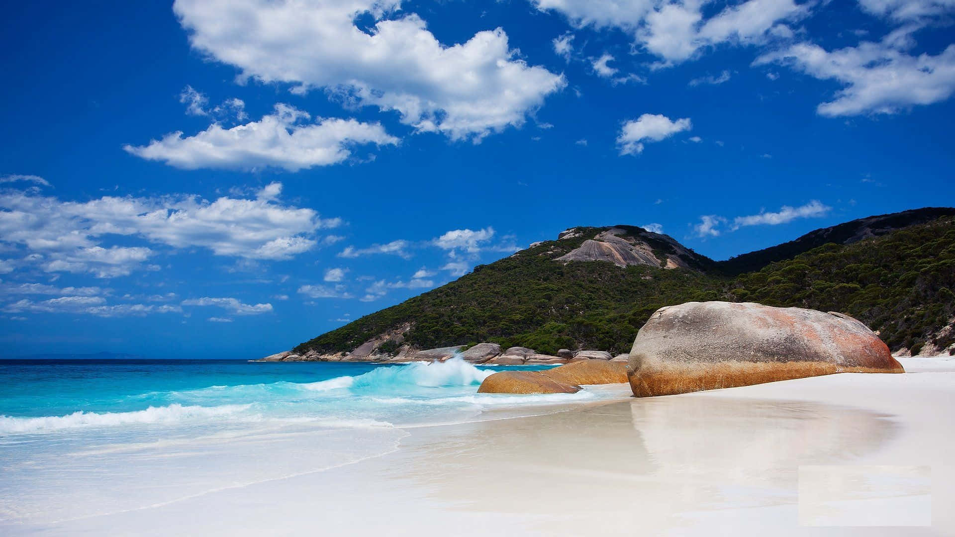 Australia Beach, turquoise waves, pristine white sand beach, Full HD Desktop Wallpaper
