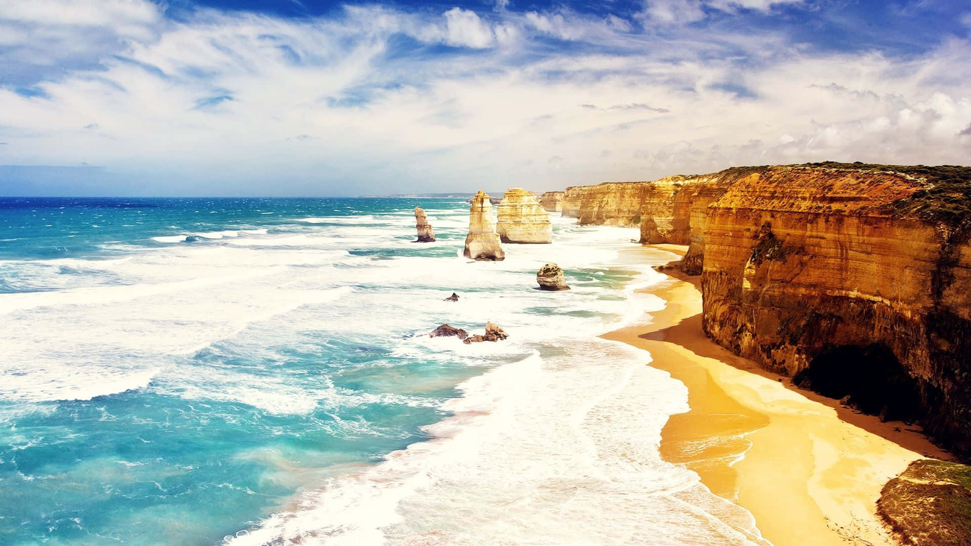 Australia Beach, Sunset, turquoise waves, Full HD Desktop Wallpaper