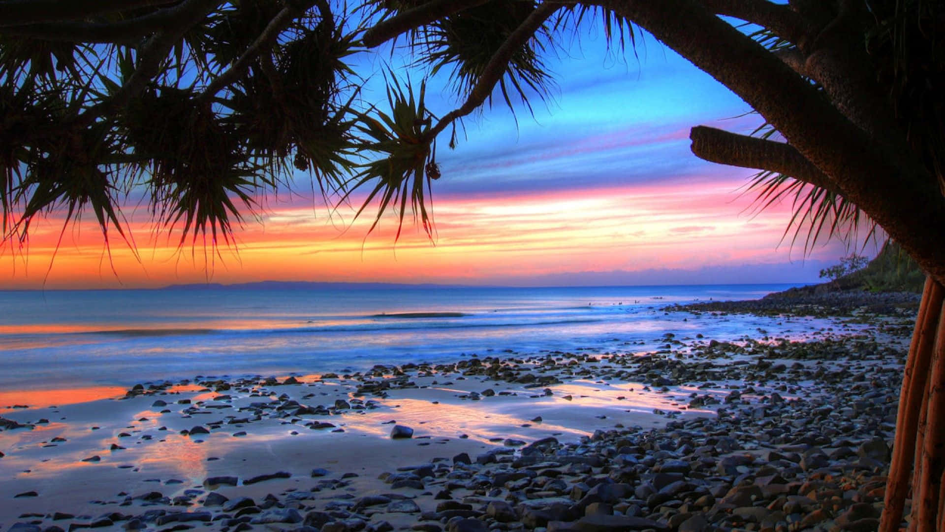 Australia Beach, sunset, orange, Full HD Desktop Wallpaper