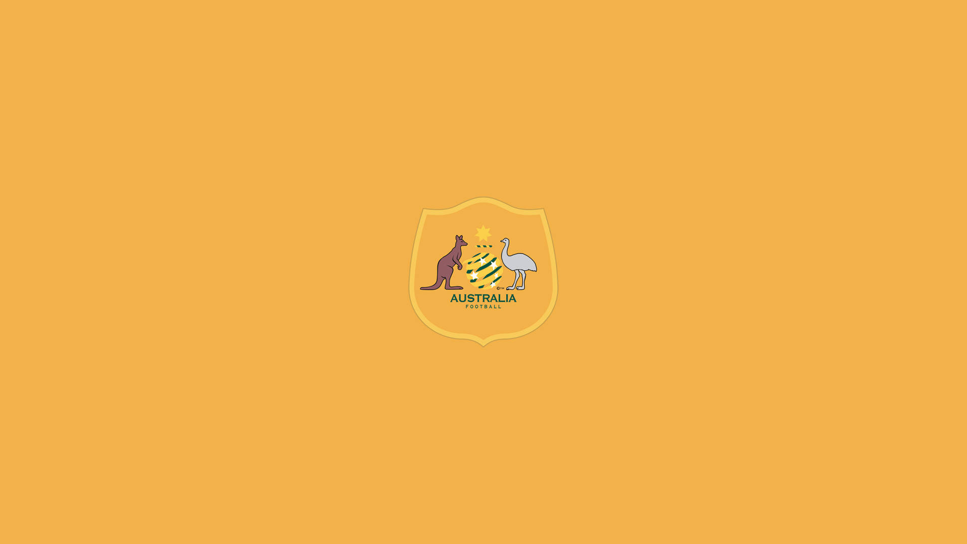 Australia National Football Team, minimalist logo, orange background, Full HD Desktop Wallpaper