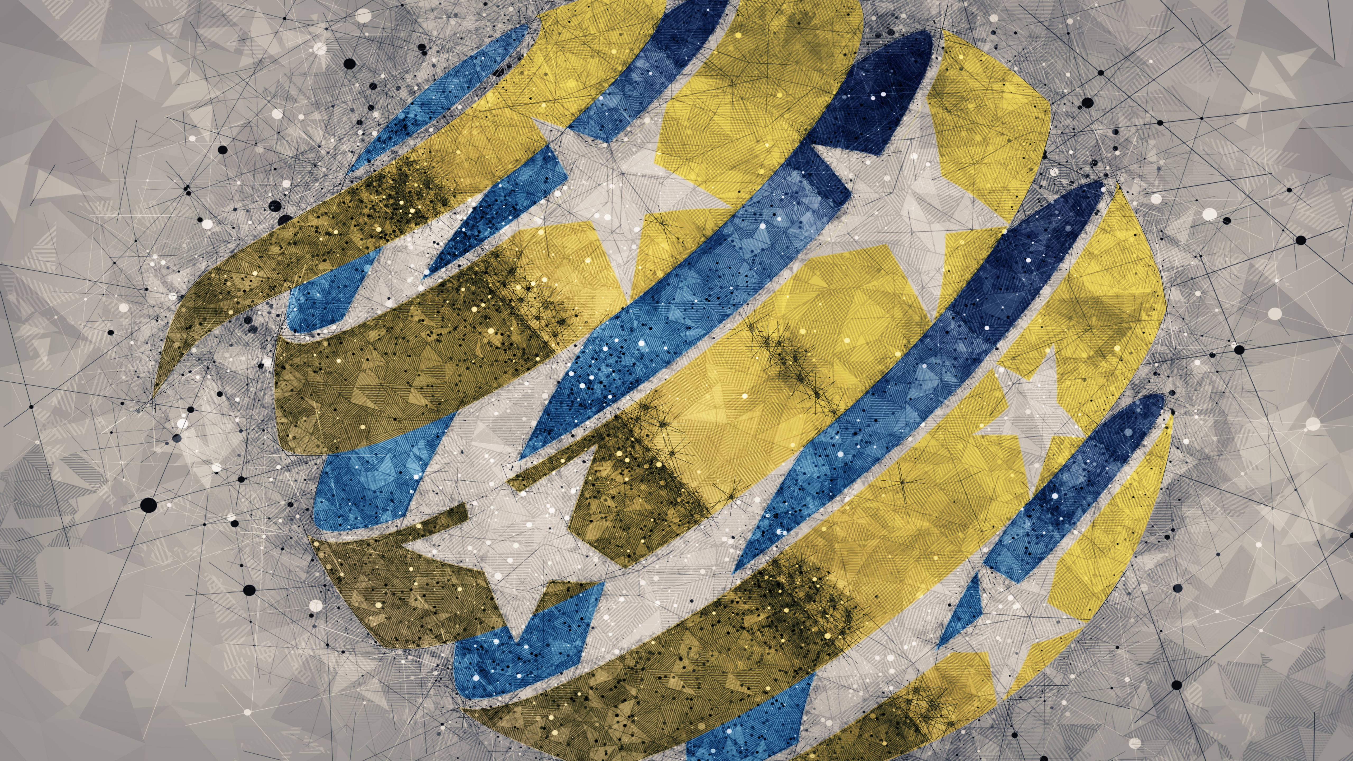 Australia National Football Team, geometric digital art, blue yellow and white stripes, 5K Desktop Wallpaper