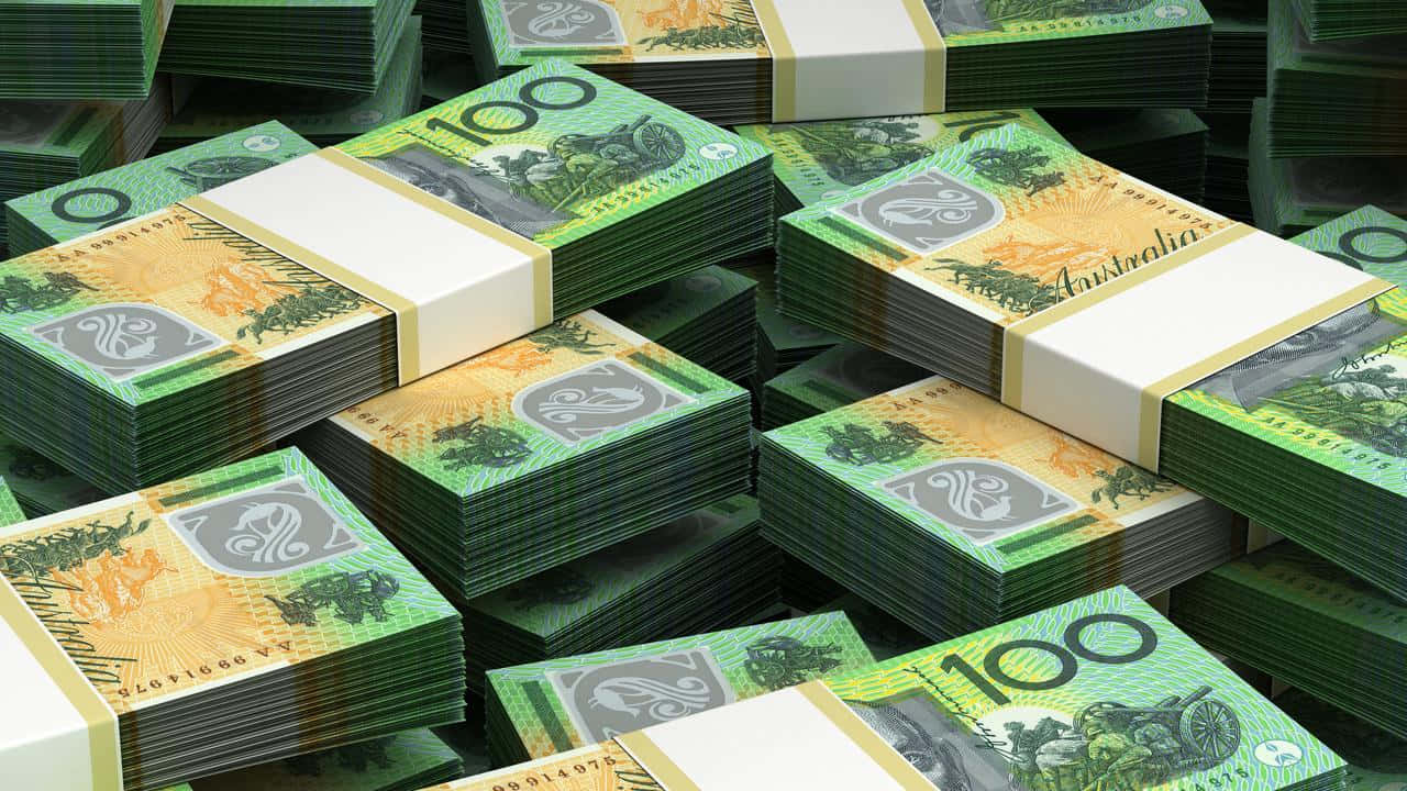 Australian Dollar, hundred-dollar bills, white straps, HD Desktop Wallpaper