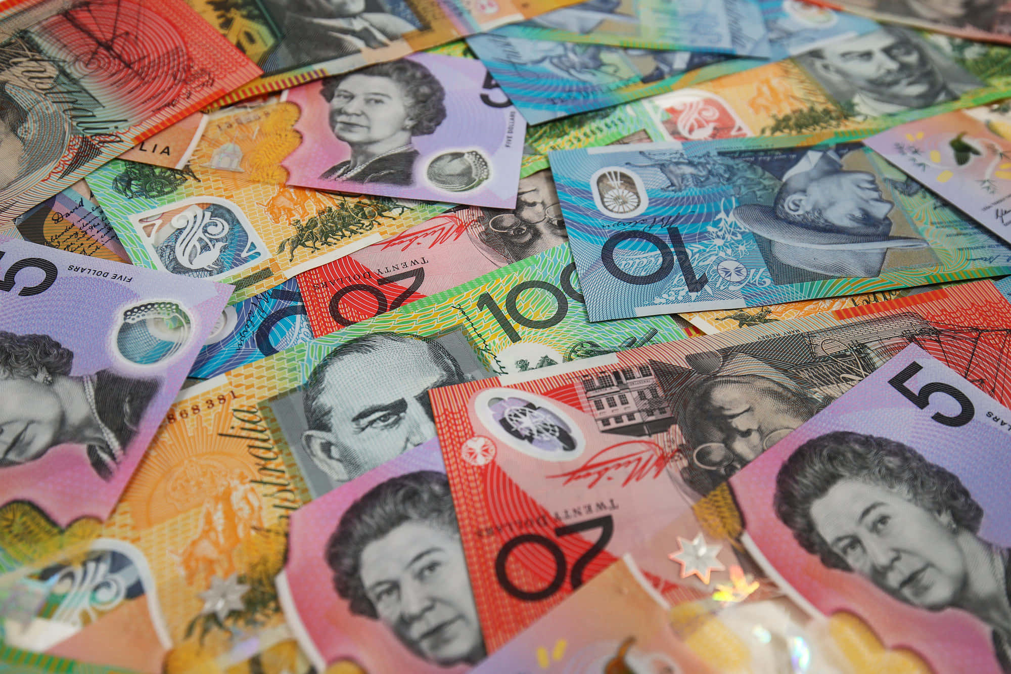 Australian Dollar, Australian banknotes, diverse denominations, Full HD Desktop Wallpaper