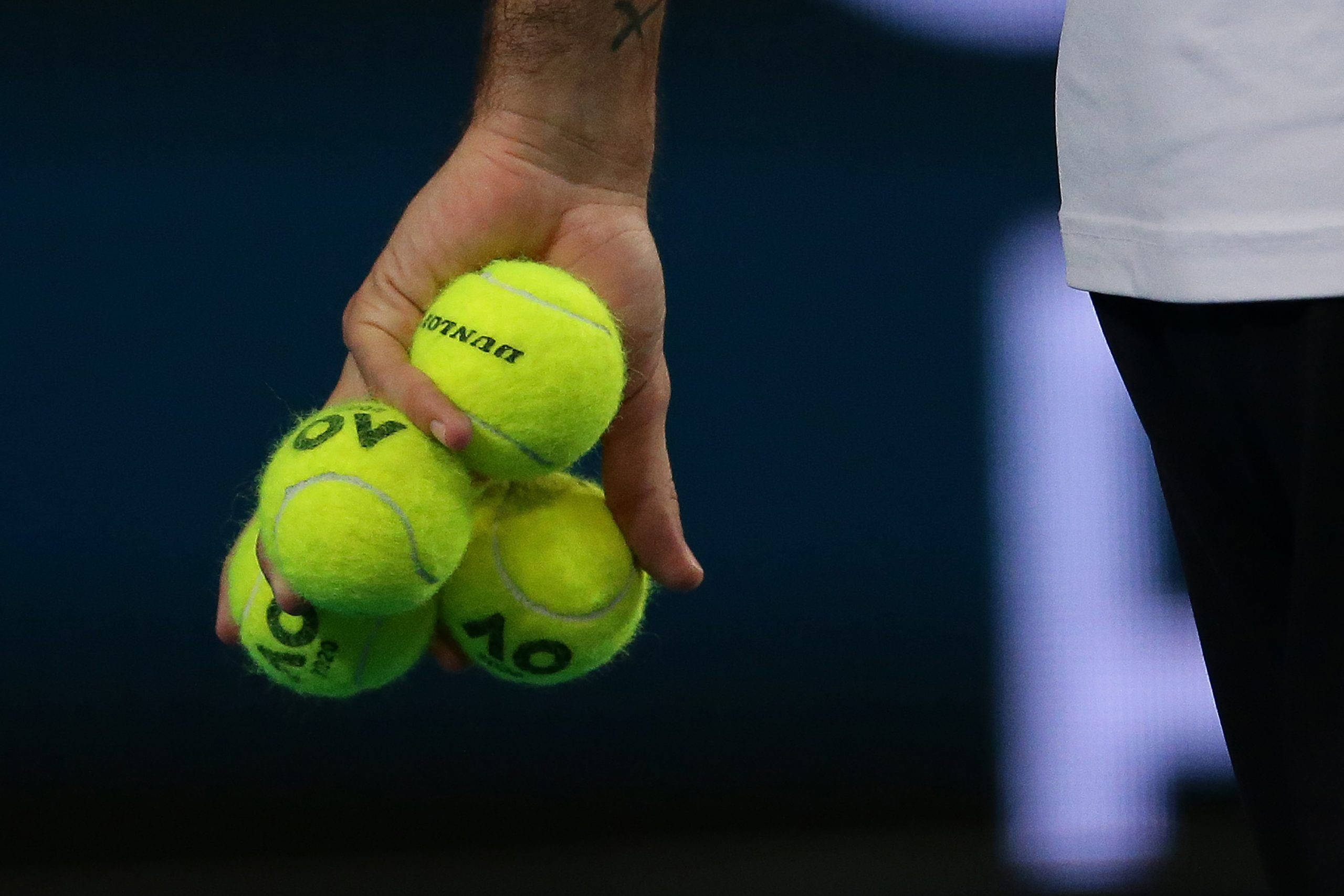 Australian Open, black print logo, bright yellow tennis balls, 2K Desktop Wallpaper