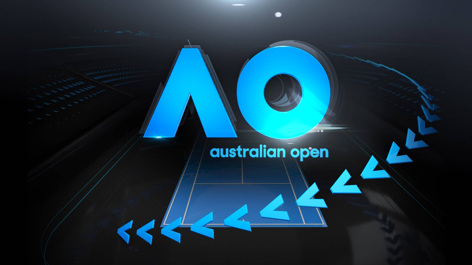 Australian Open, glowing blue, futuristic tennis court, Full HD Desktop Wallpaper