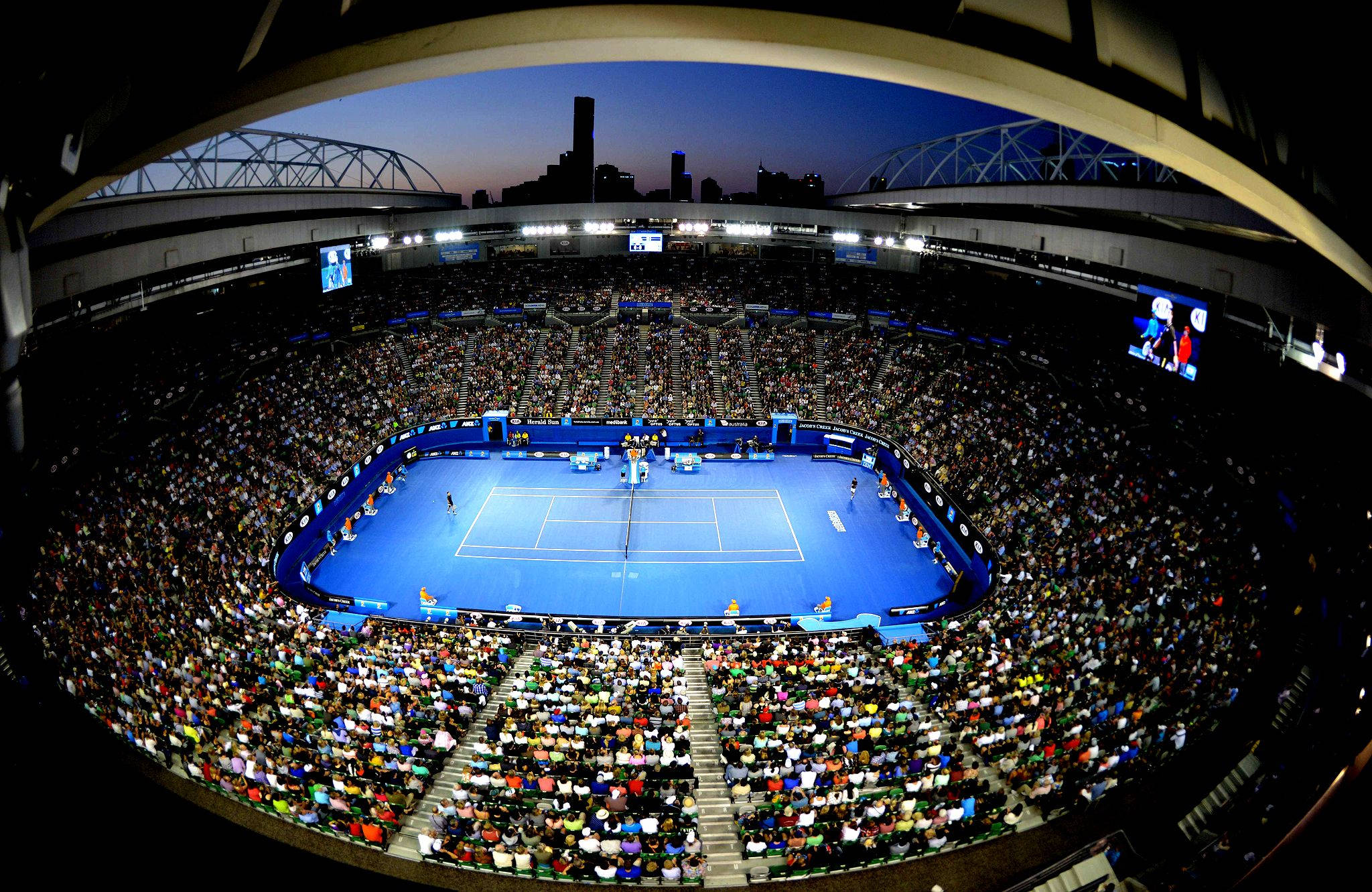 Australian Open, fisheye view, tennis stadium, Full HD Desktop Wallpaper