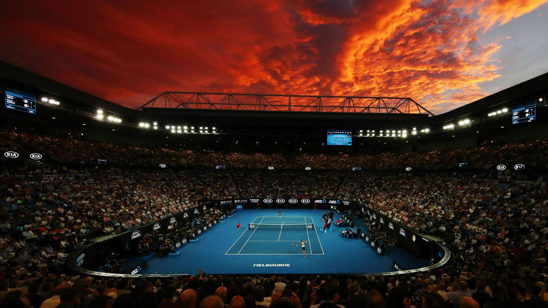 Australian Open, red orange cloud, fiery orange and red sunset sky, Full HD Desktop Wallpaper