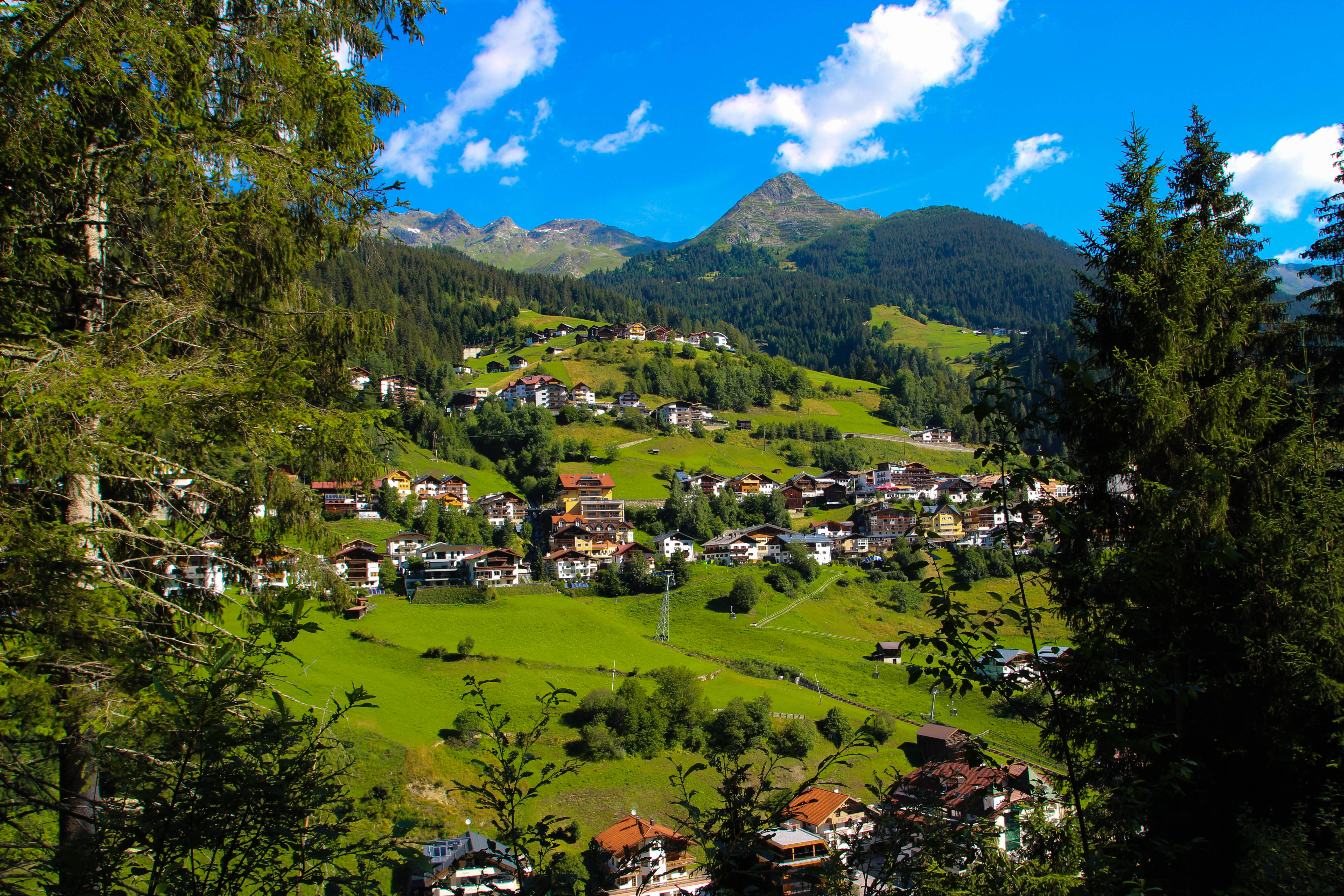 Austria, alpine village, lush green valleys, 5K Desktop Wallpaper