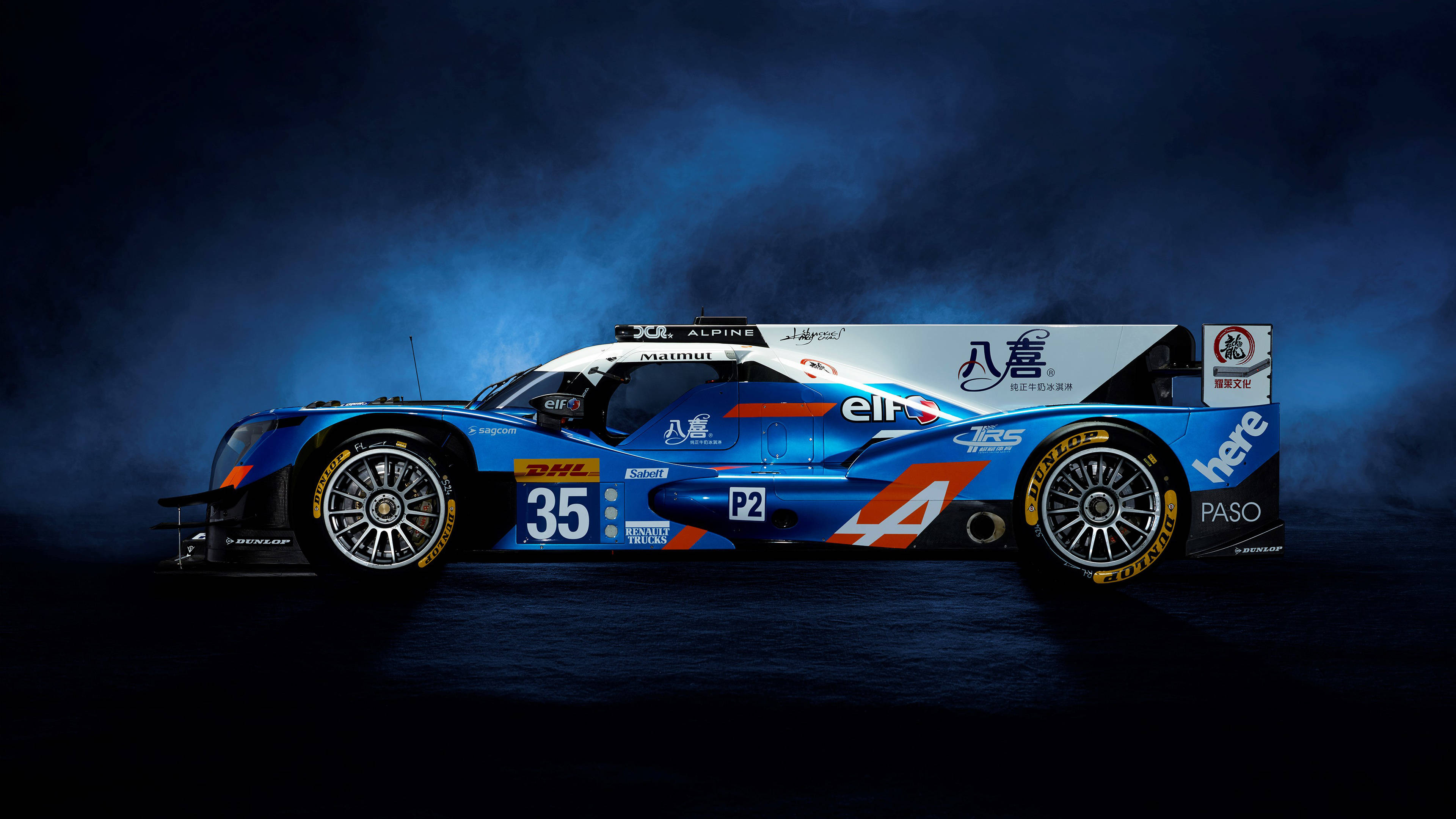auto racing, blue car, number 35, 4K Desktop Wallpaper