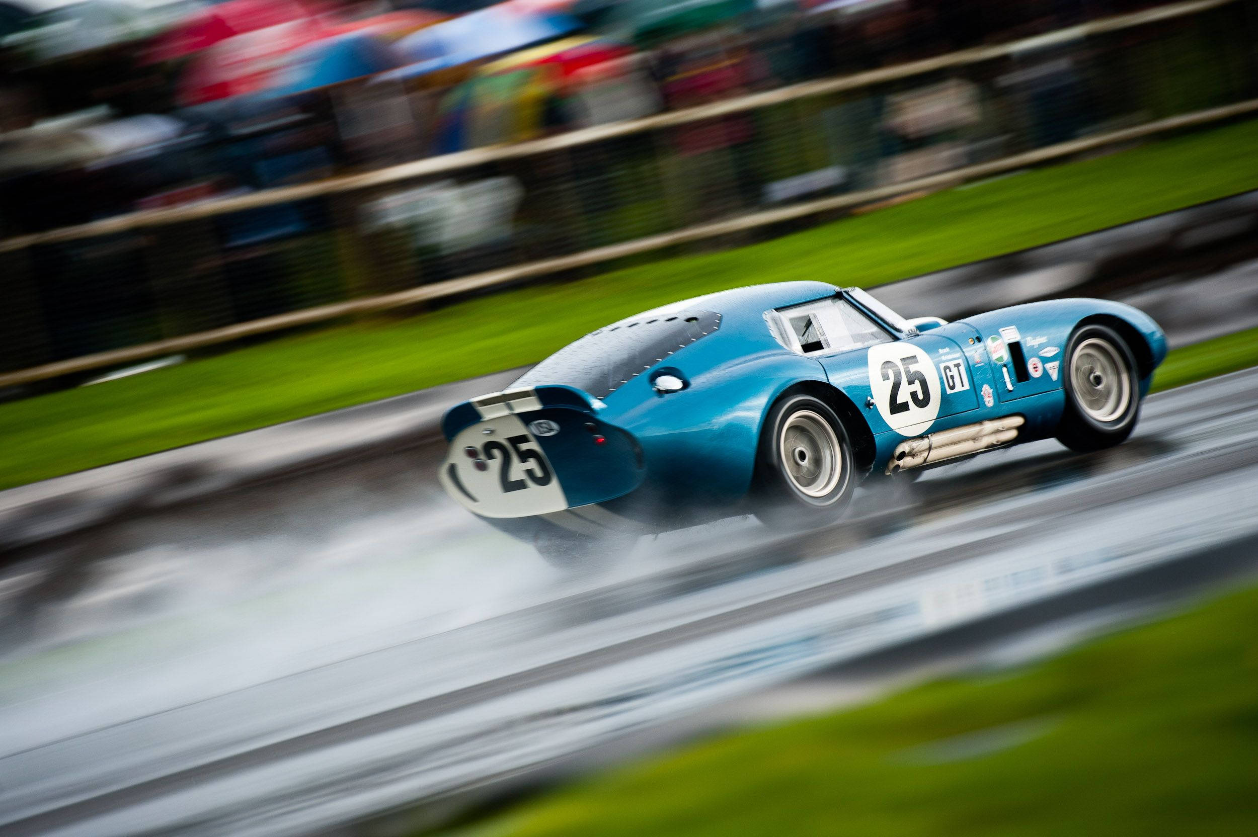 vintage race car, number 25, wet turn, Full HD Desktop Wallpaper