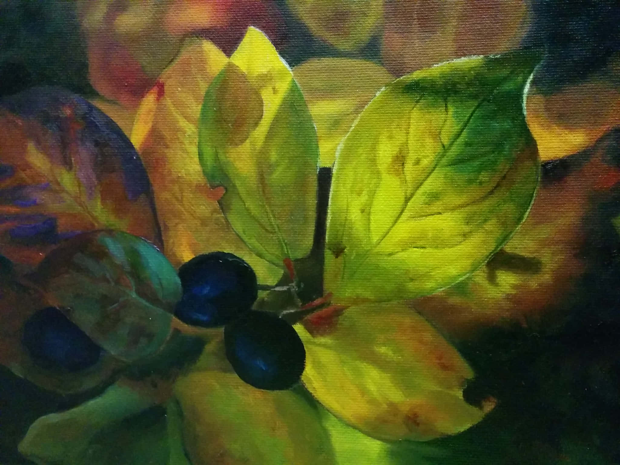 Autumn Bounty 2048 x 1536, vibrant oil painting, autumn leaves, Full HD Desktop Wallpaper