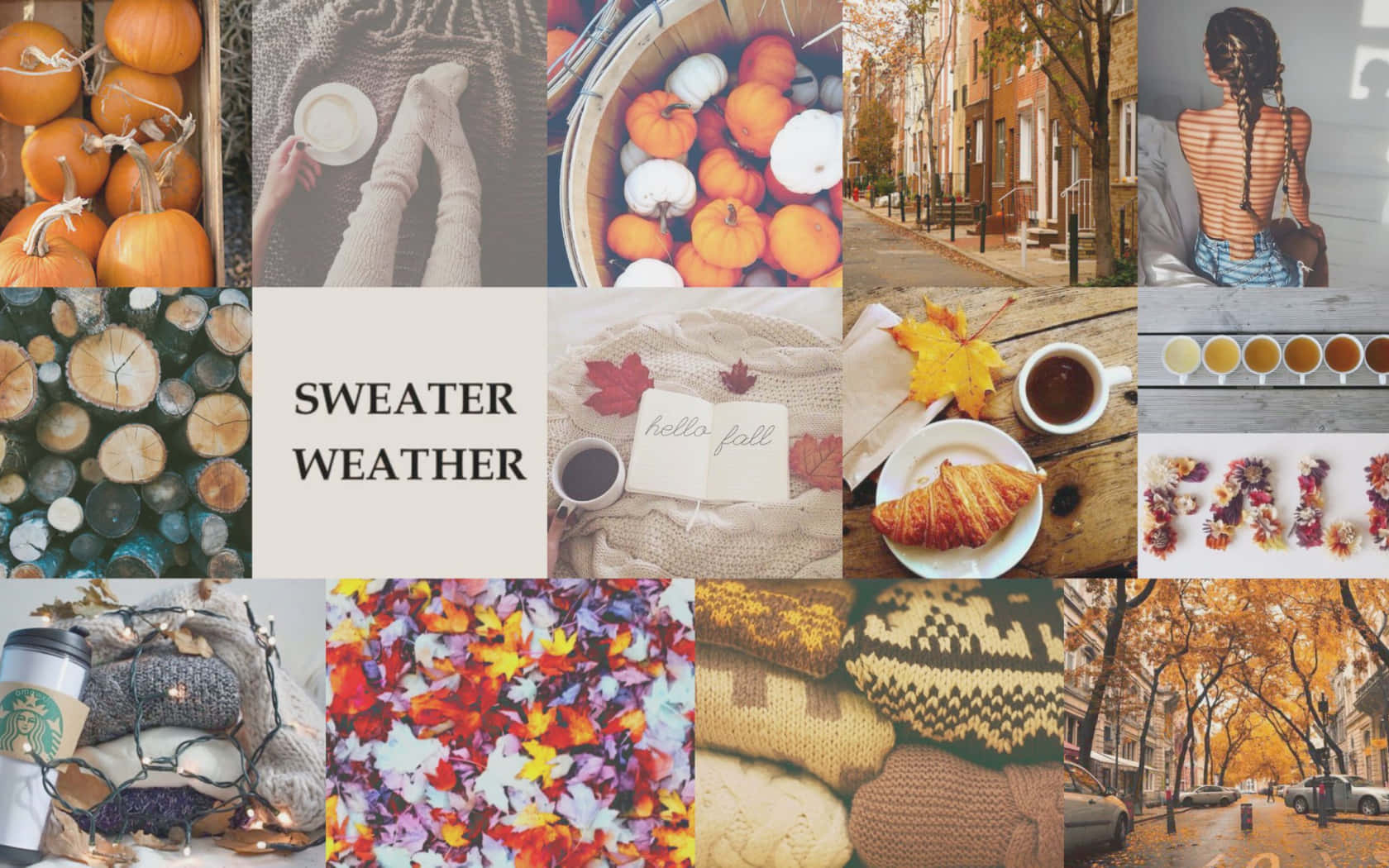 autumn collage, pumpkins, knitwear, HD Desktop Wallpaper