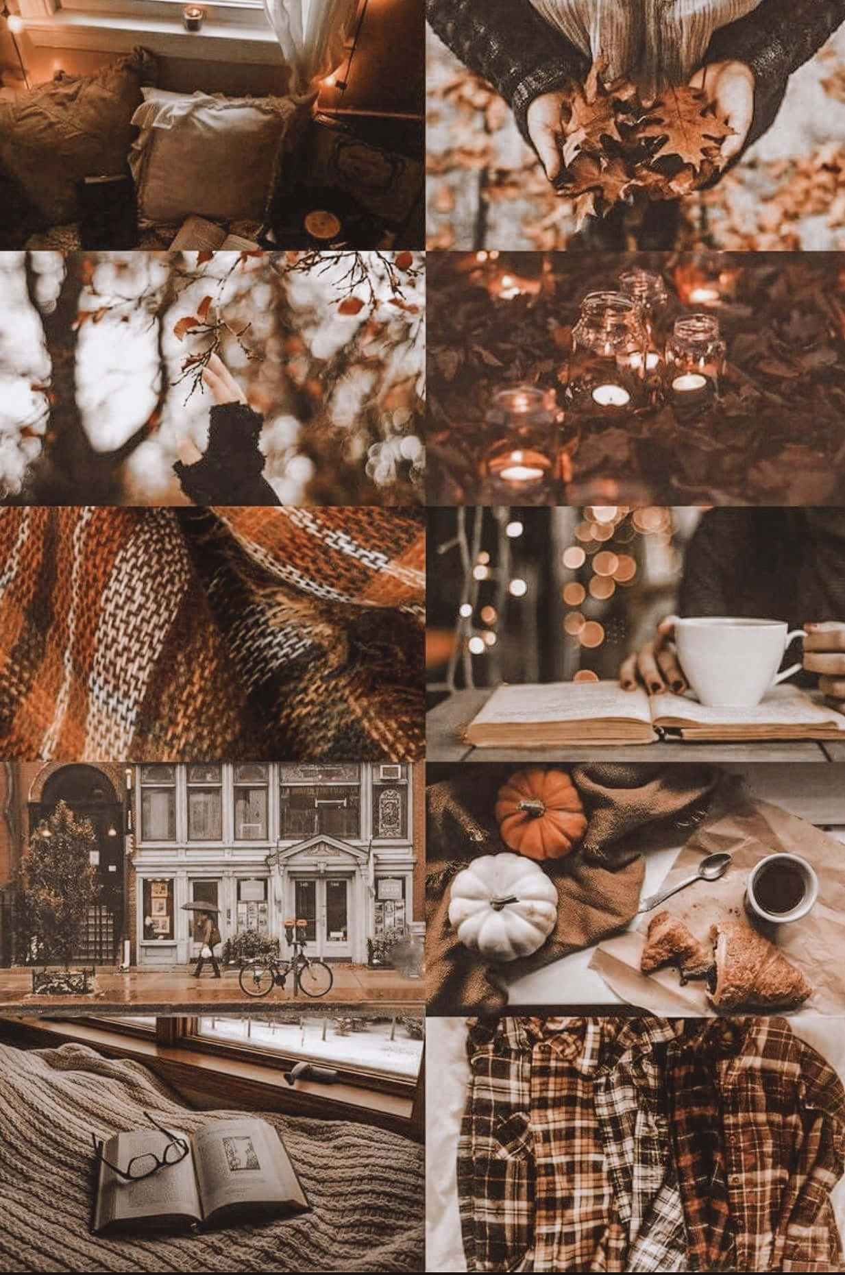 autumn cottagecore aesthetic collage, pumpkins, candles, HD Phone Wallpaper
