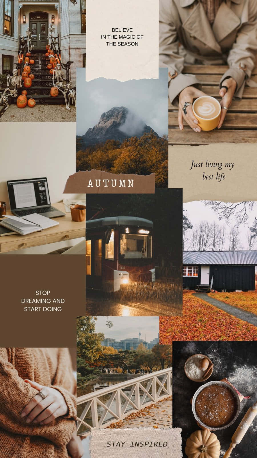 Autumn Collage, pumpkins, skeletons, HD Phone Wallpaper