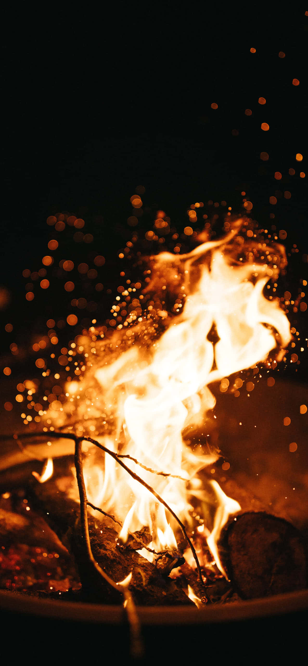 fall bonfire, cozy bonfire, autumn evening, 2K Phone Wallpaper