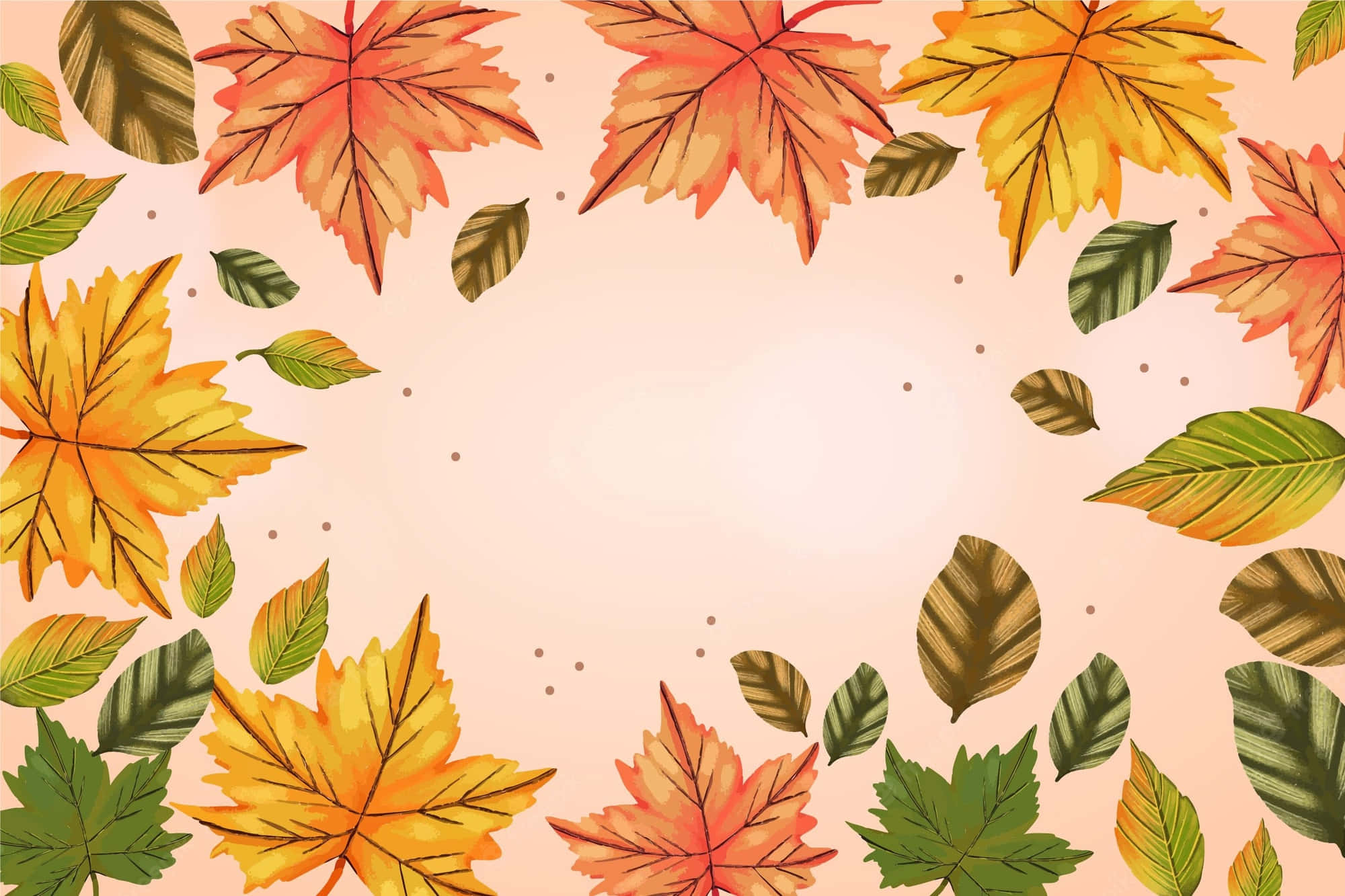 autumn leaves, warm hues, soft peach background, Full HD Desktop Wallpaper