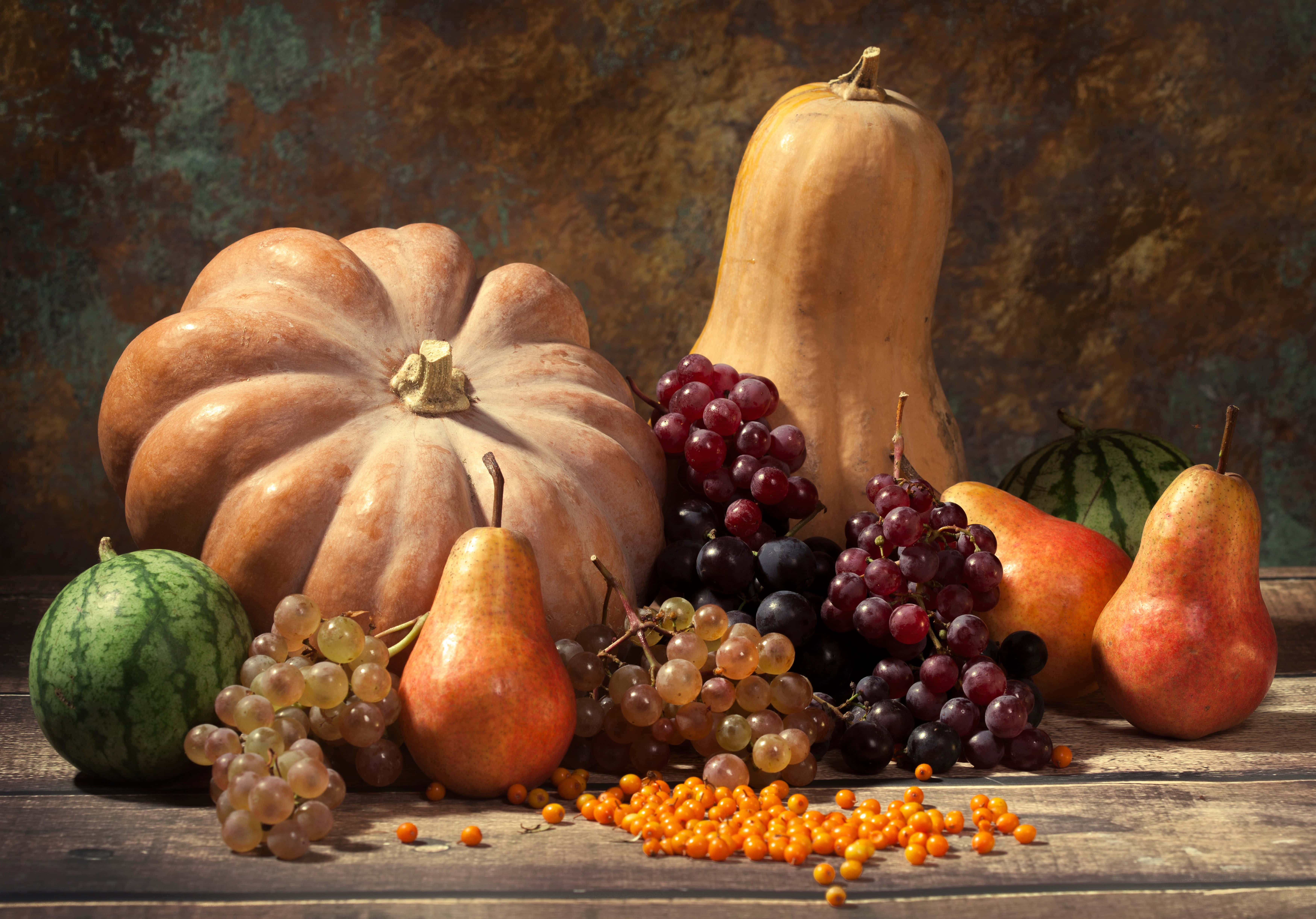 autumn food, pumpkins, pears, 5K Desktop Wallpaper