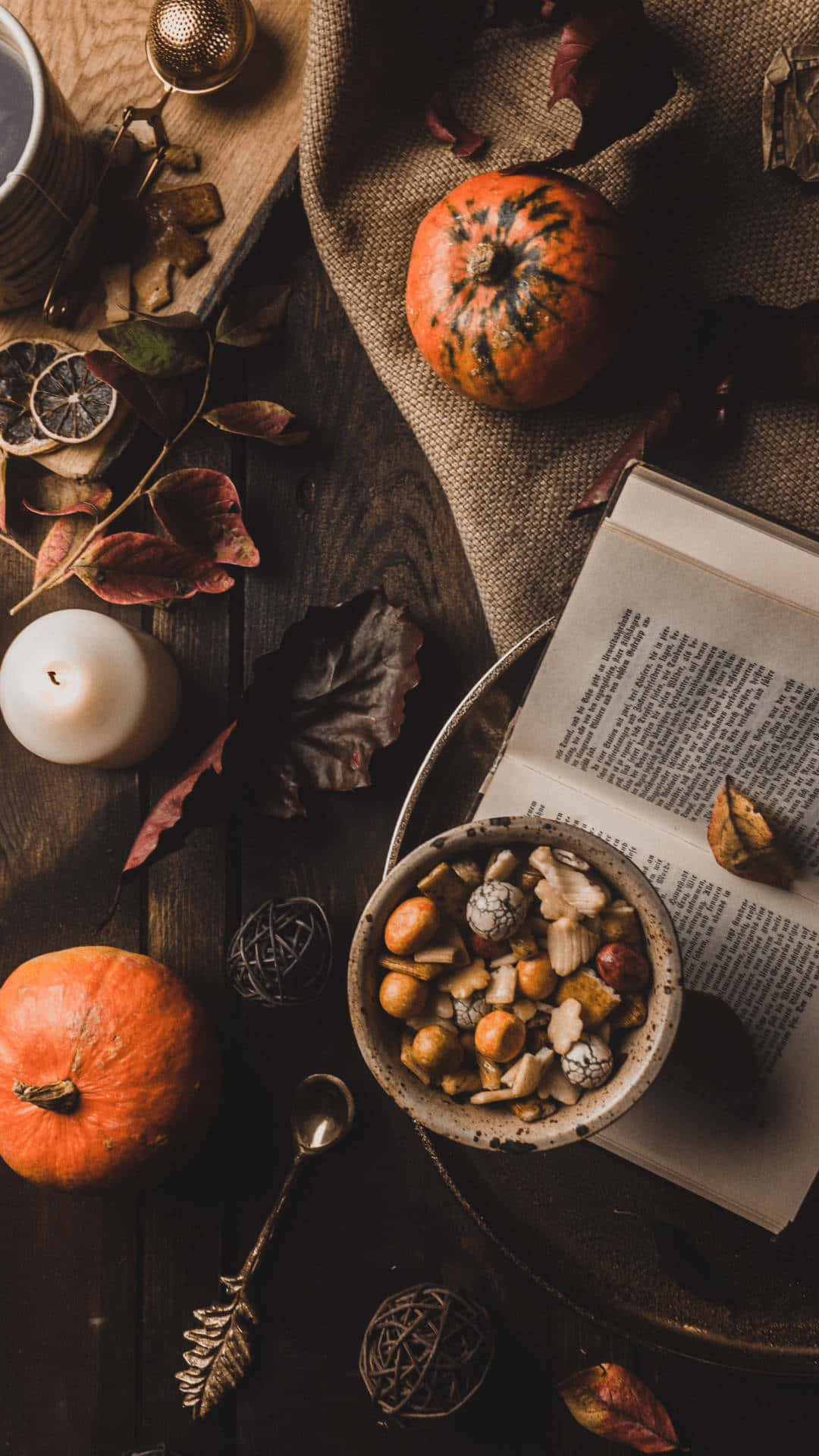 autumn food, pumpkins, dried leaves, Full HD Phone Wallpaper
