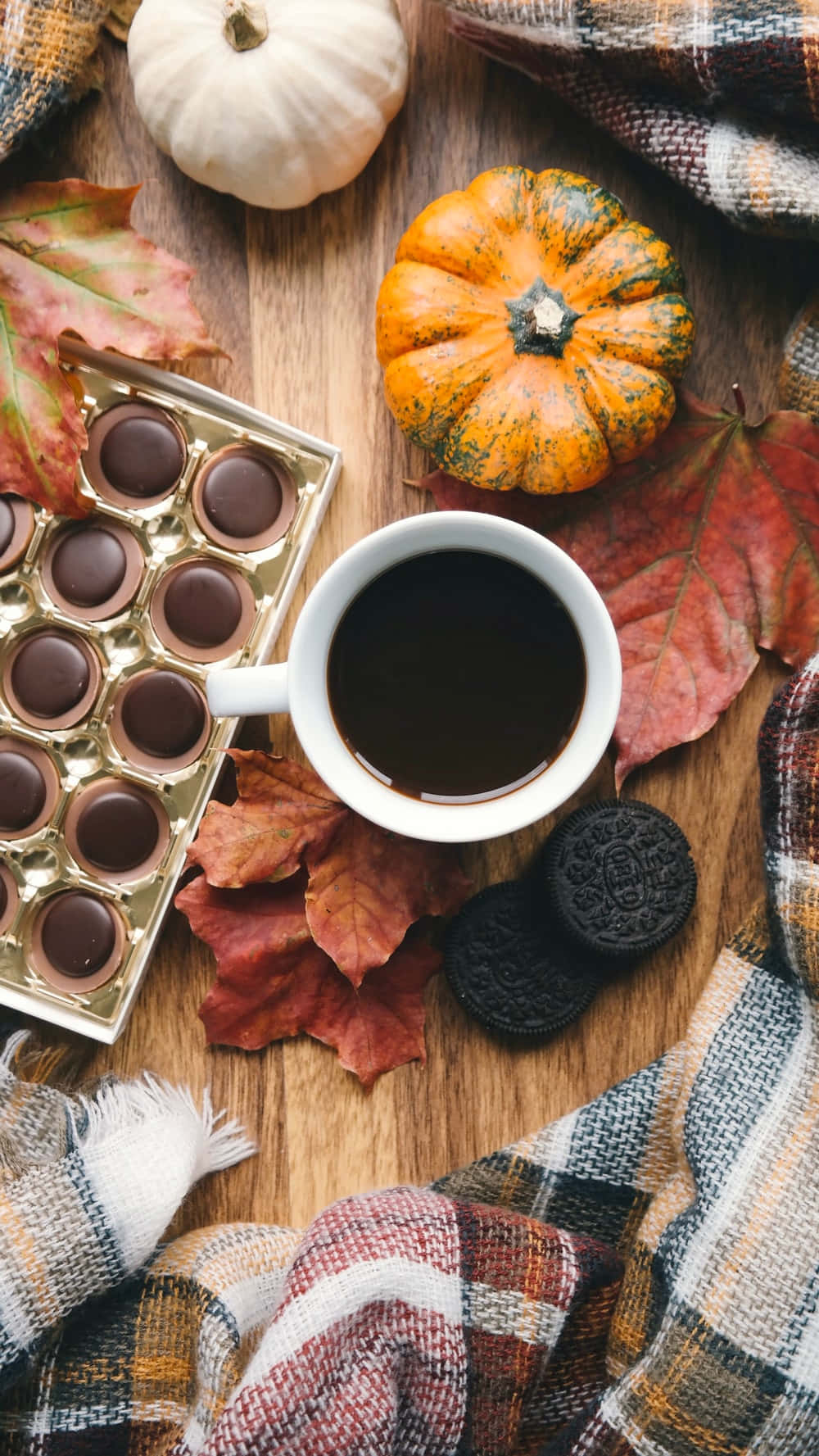 autumn food, coffee chocolate cookies, pumpkins, HD Phone Wallpaper