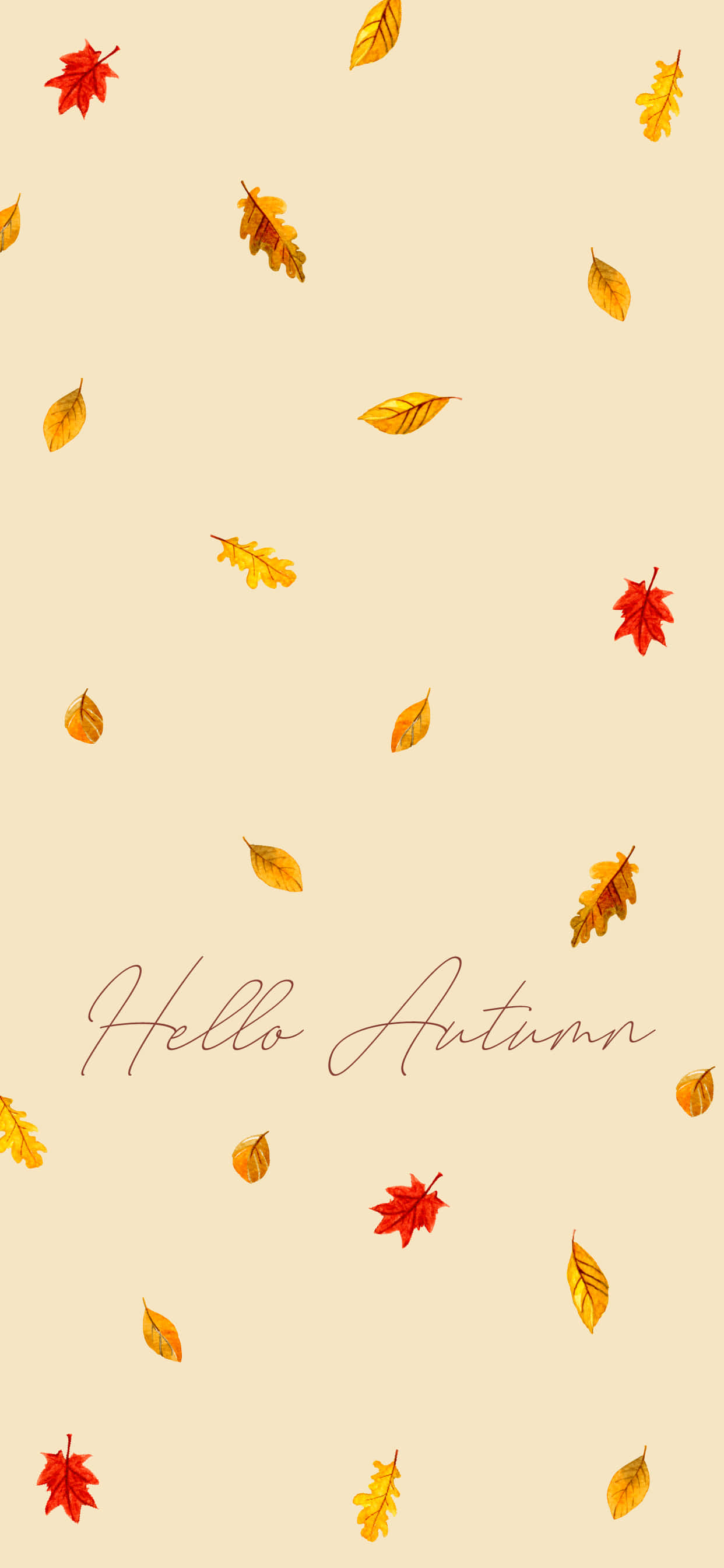 iPhone, autumn leaves, warm reds and yellows, 2K Phone Wallpaper