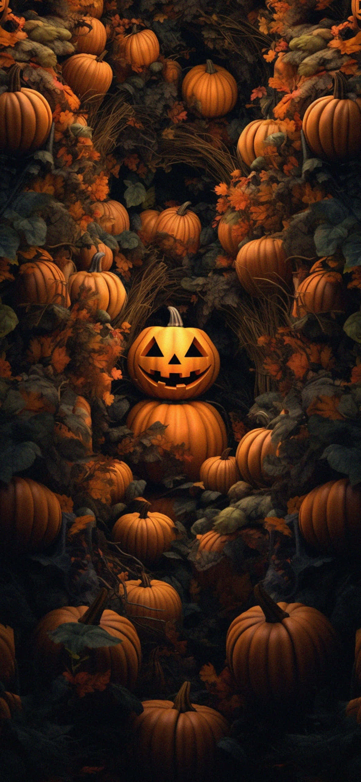 Autumn Pumpkin Glow, jack-o'-lantern, pumpkins, 2K Phone Wallpaper