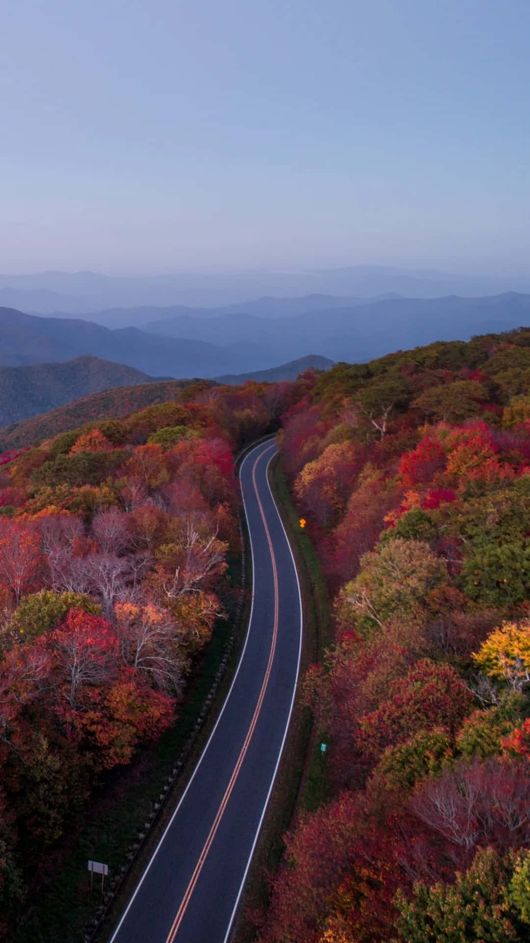 autumnal mountain roadscape, winding road, vibrant autumn forests, Full HD Phone Wallpaper
