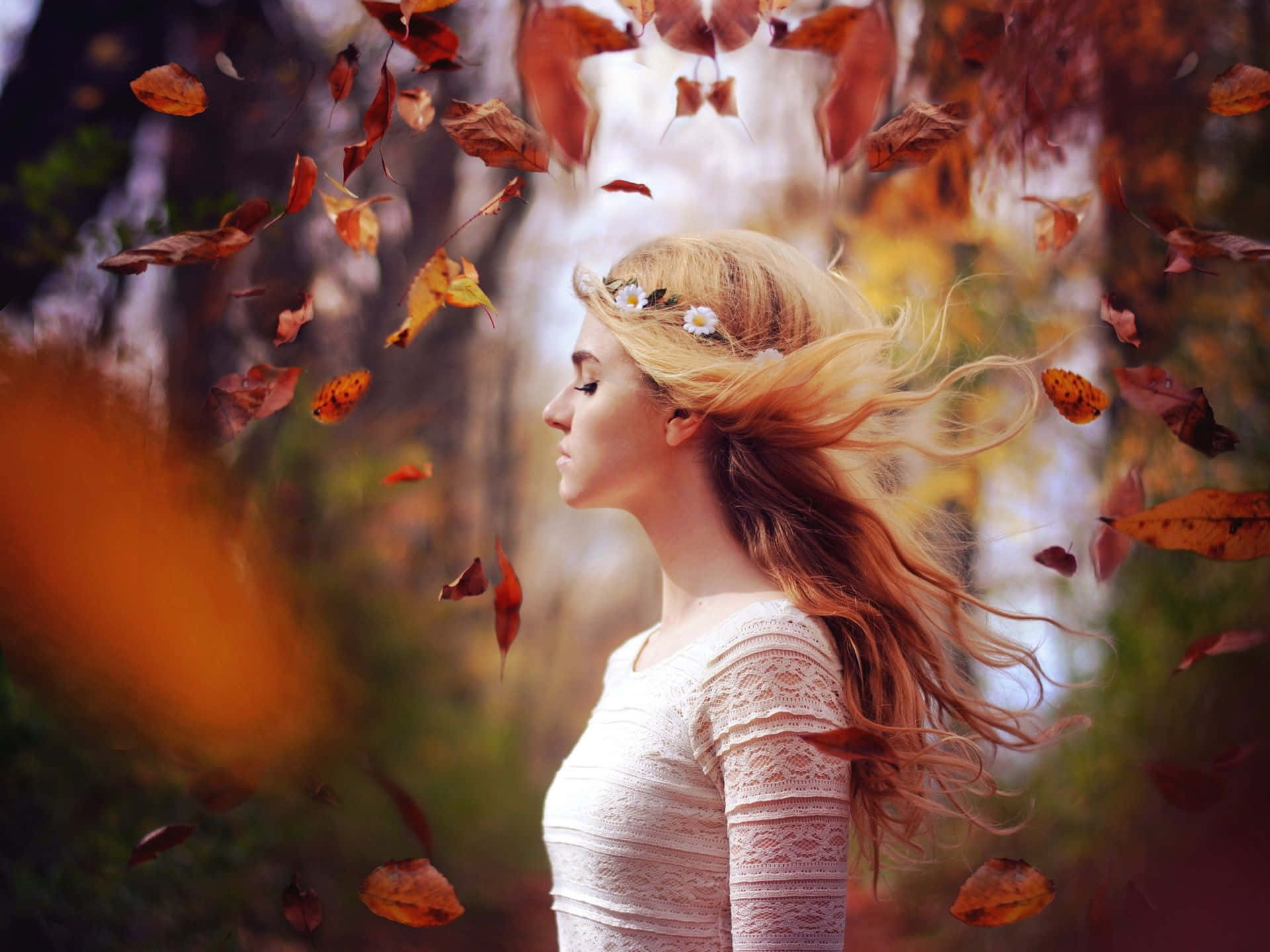Autumn Wind, 1920 x 1440, blonde hair, Full HD Desktop Wallpaper