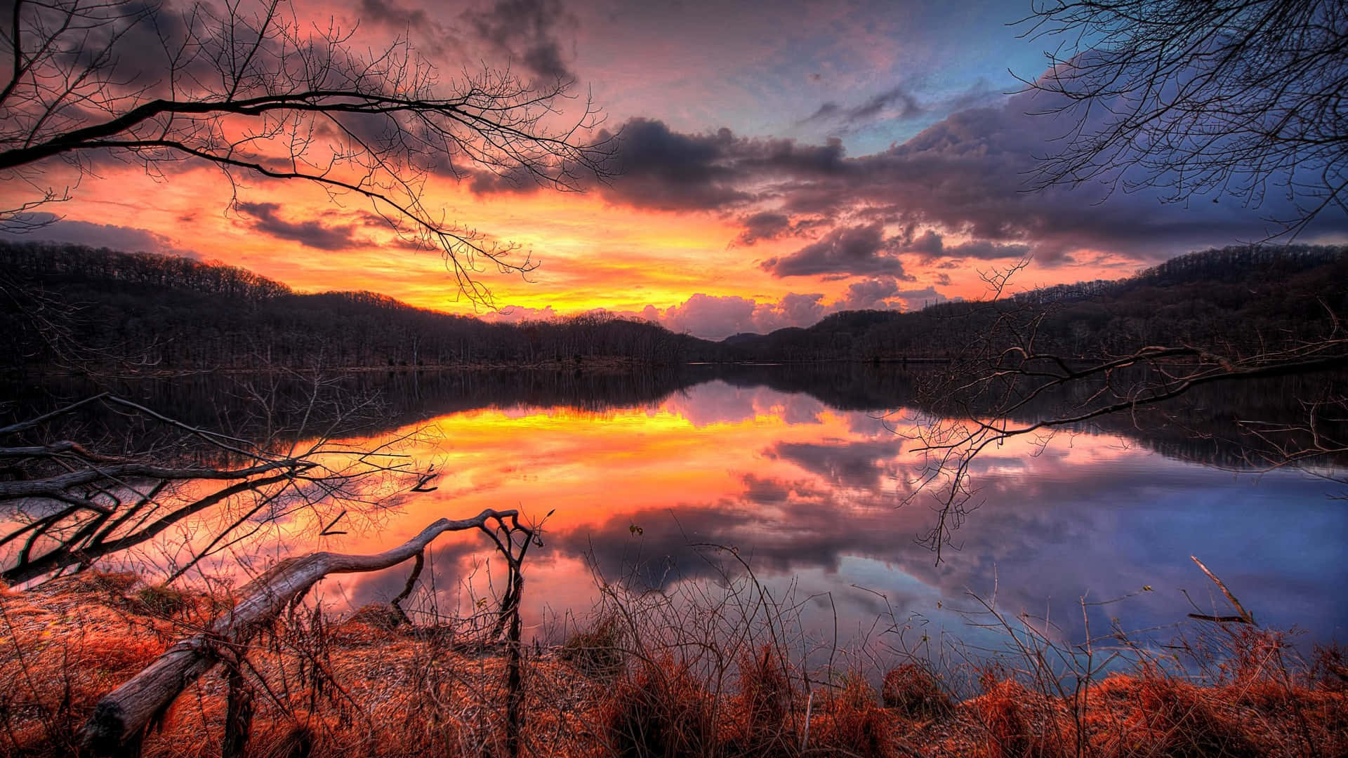 Autumn Evening, 1920 x 1080, lake, Full HD Desktop Wallpaper