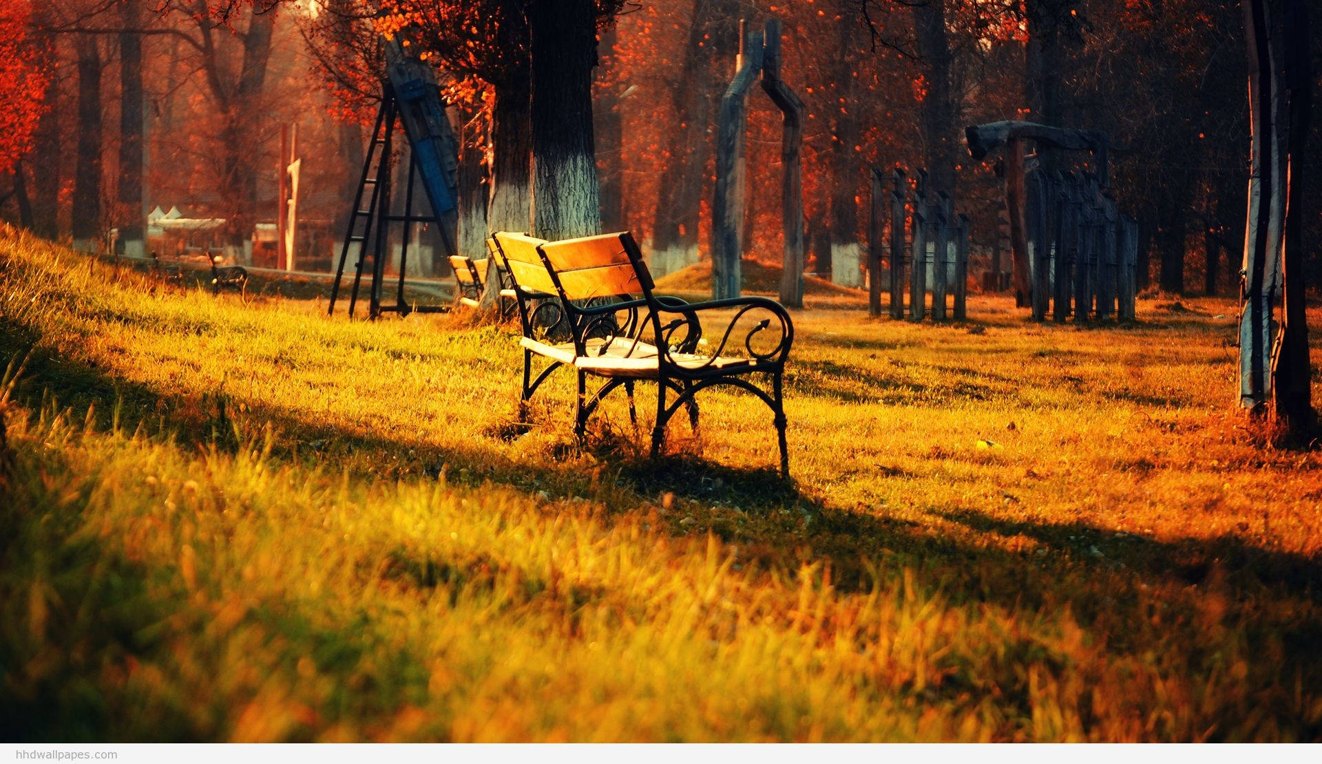 1920x1080 full hd, nature bench, autumn park, Full HD Desktop Wallpaper
