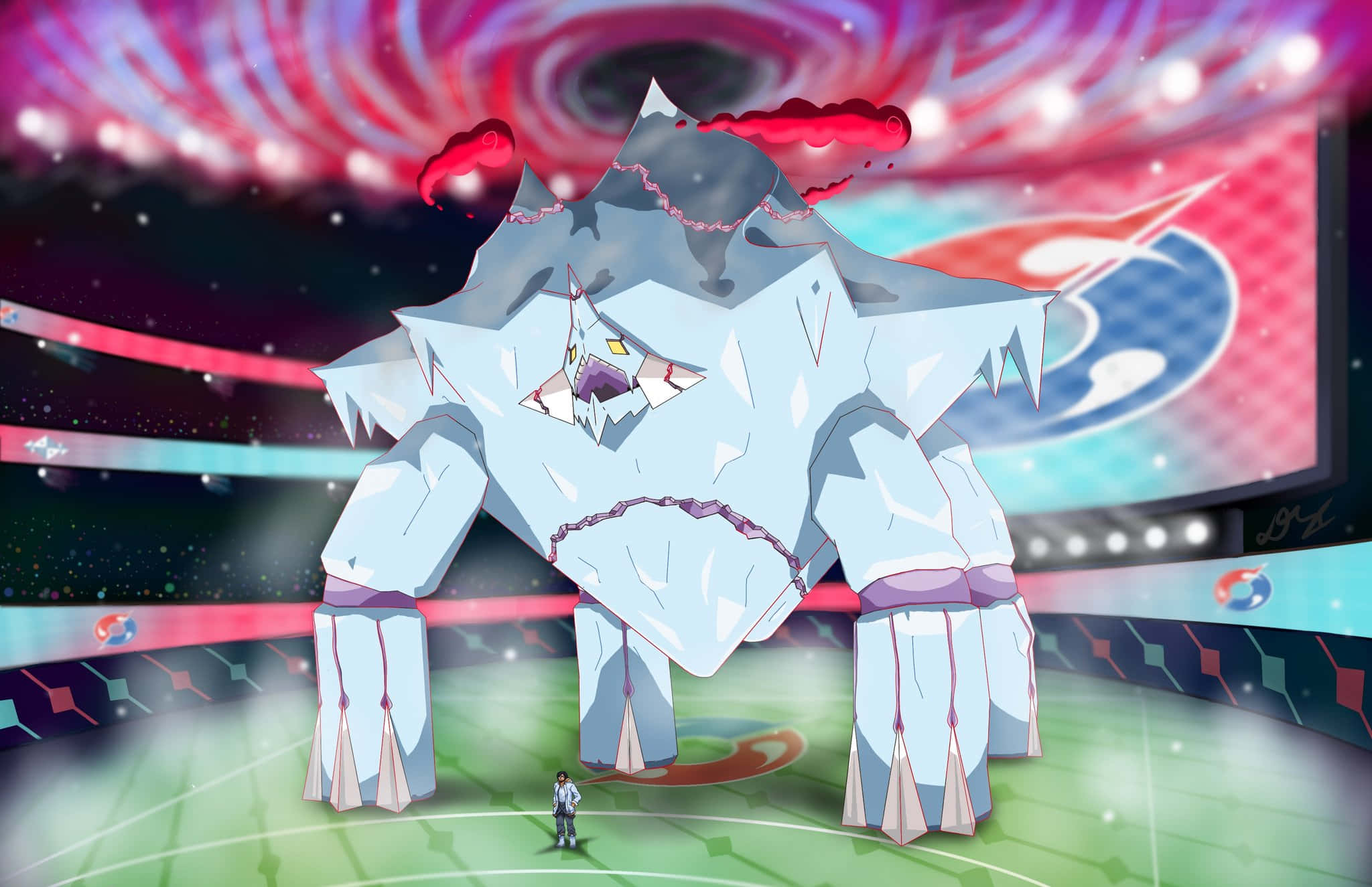 Avalugg, crystalline monster, red horns, Full HD Desktop Wallpaper