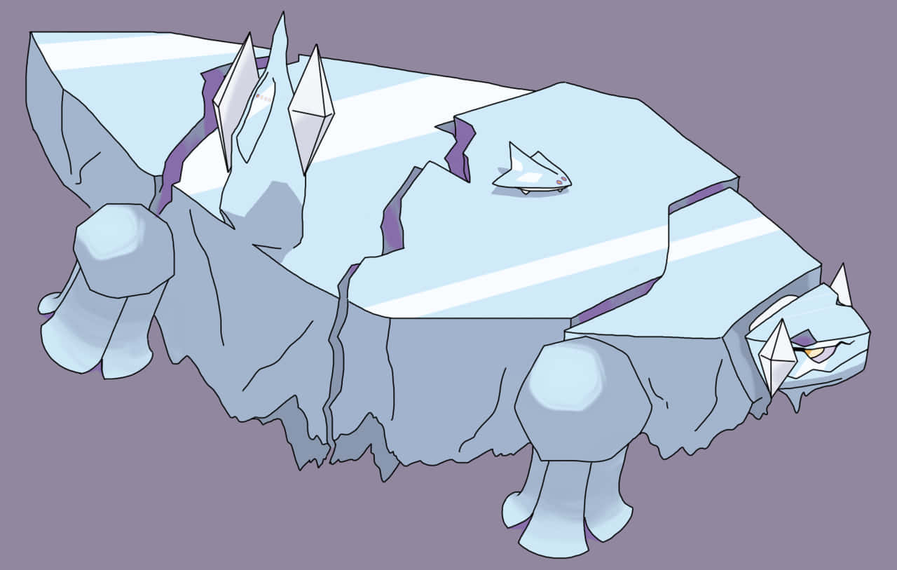 Avalugg, crystalline horns, glowing yellow eyes, HD Desktop Wallpaper
