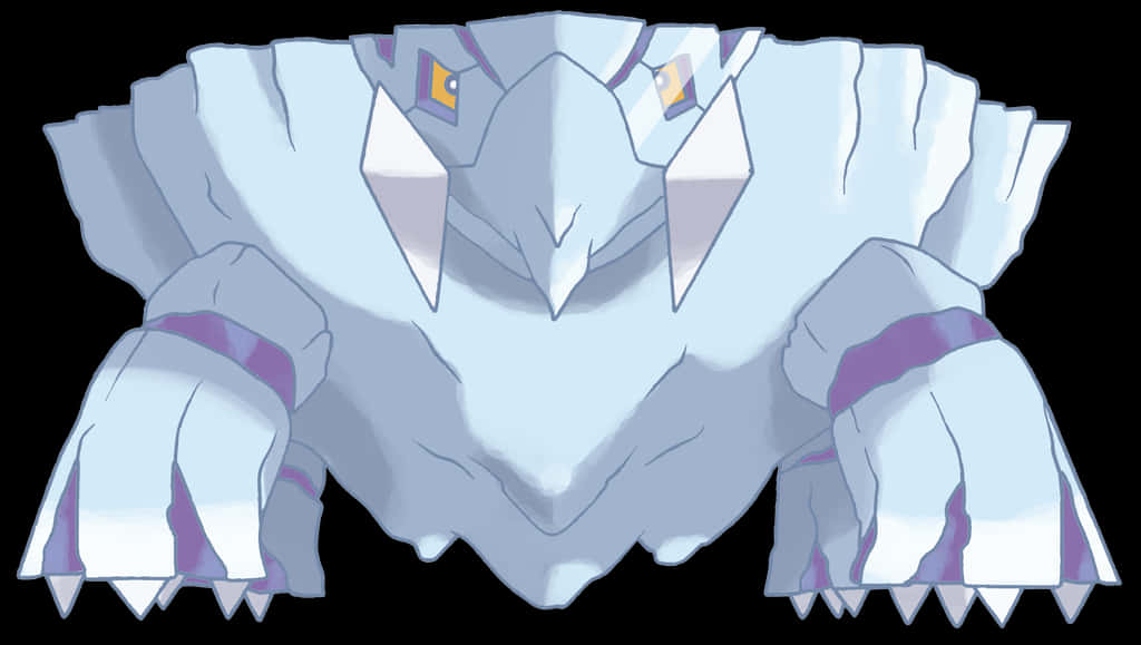 Avalugg, jagged white armor, glowing yellow eyes, SD Desktop Wallpaper