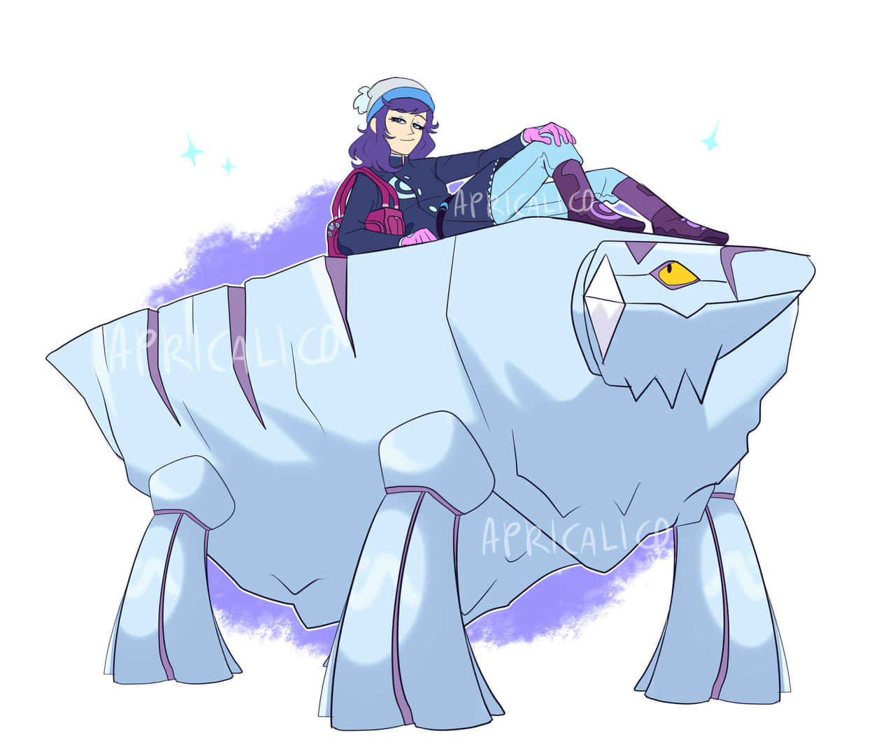 Avalugg, purple-haired girl, ice-type Pokémon, HD Desktop Wallpaper
