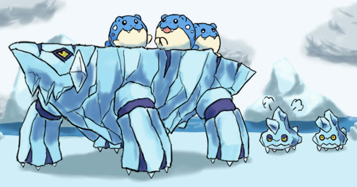Avalugg, blue ice-type Pokémon, giant ice monster, SD Desktop Wallpaper