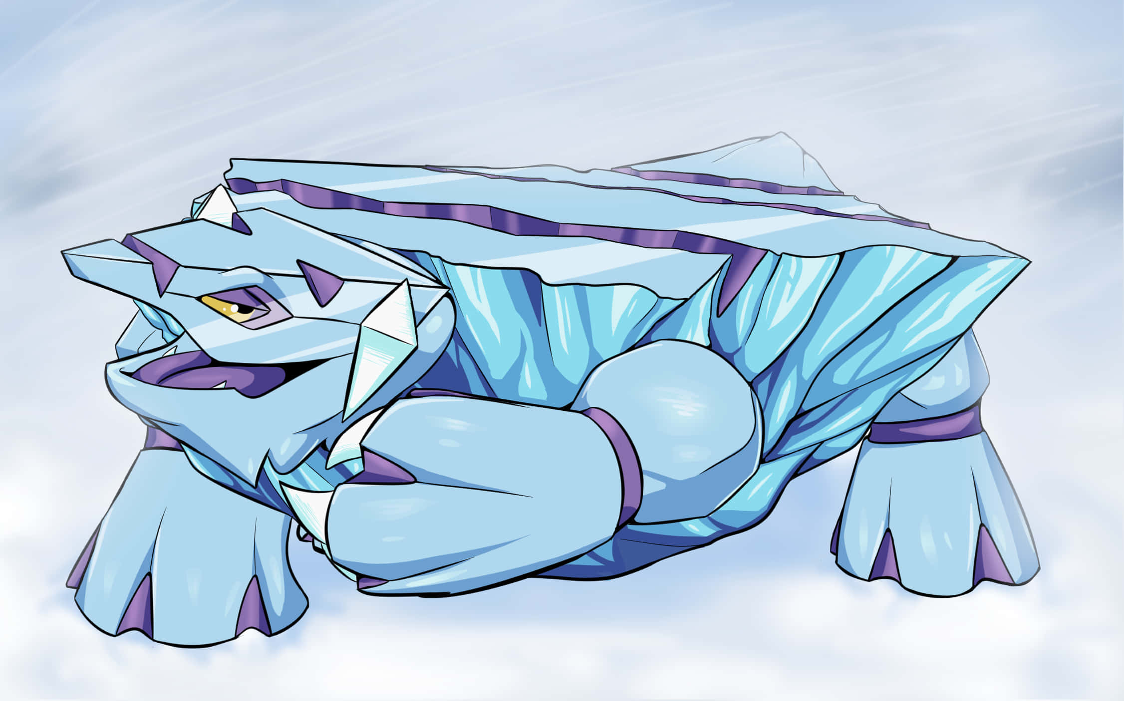 Avalugg, crystalline blue and purple armor, ice-type Pokémon, Full HD Desktop Wallpaper