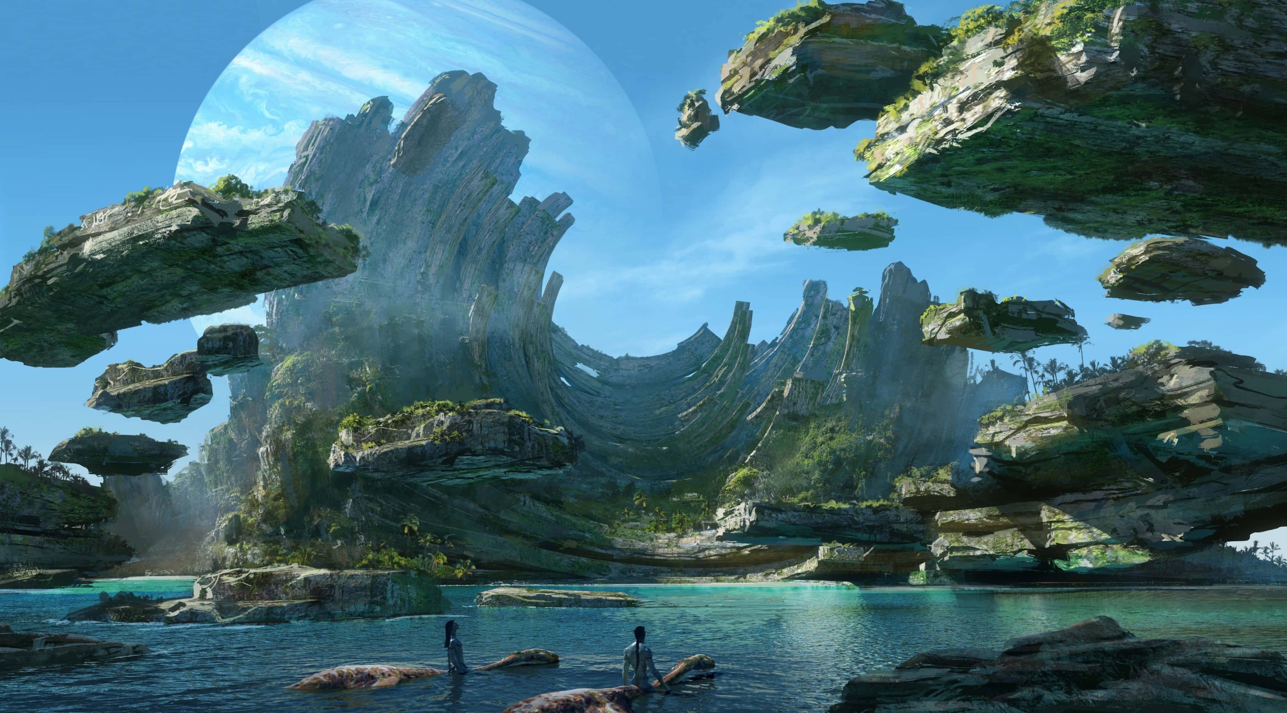Avatar 2 The Way Of Water, turquoise water, floating rock islands, 4K Desktop Wallpaper