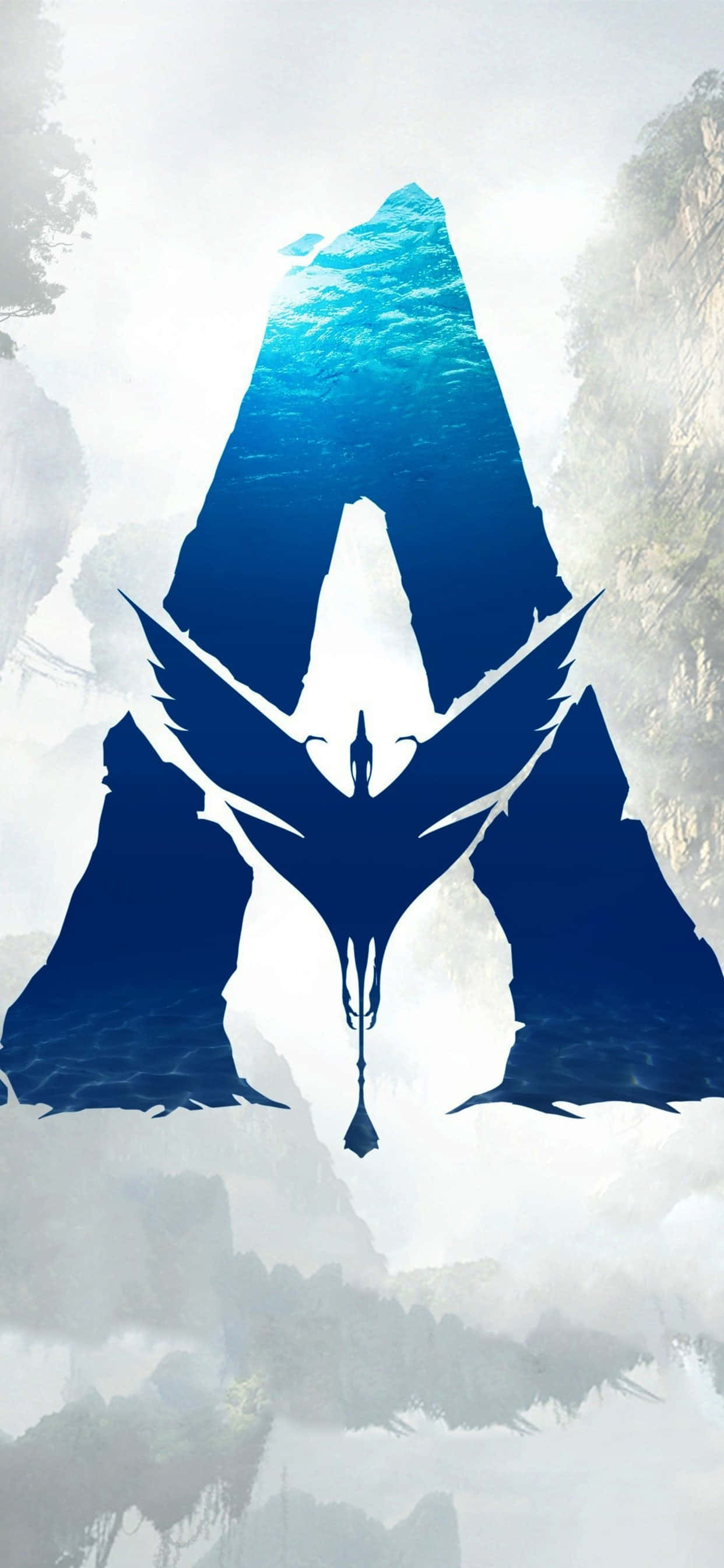 Avatar, blue letter A, winged figure, 2K Phone Wallpaper