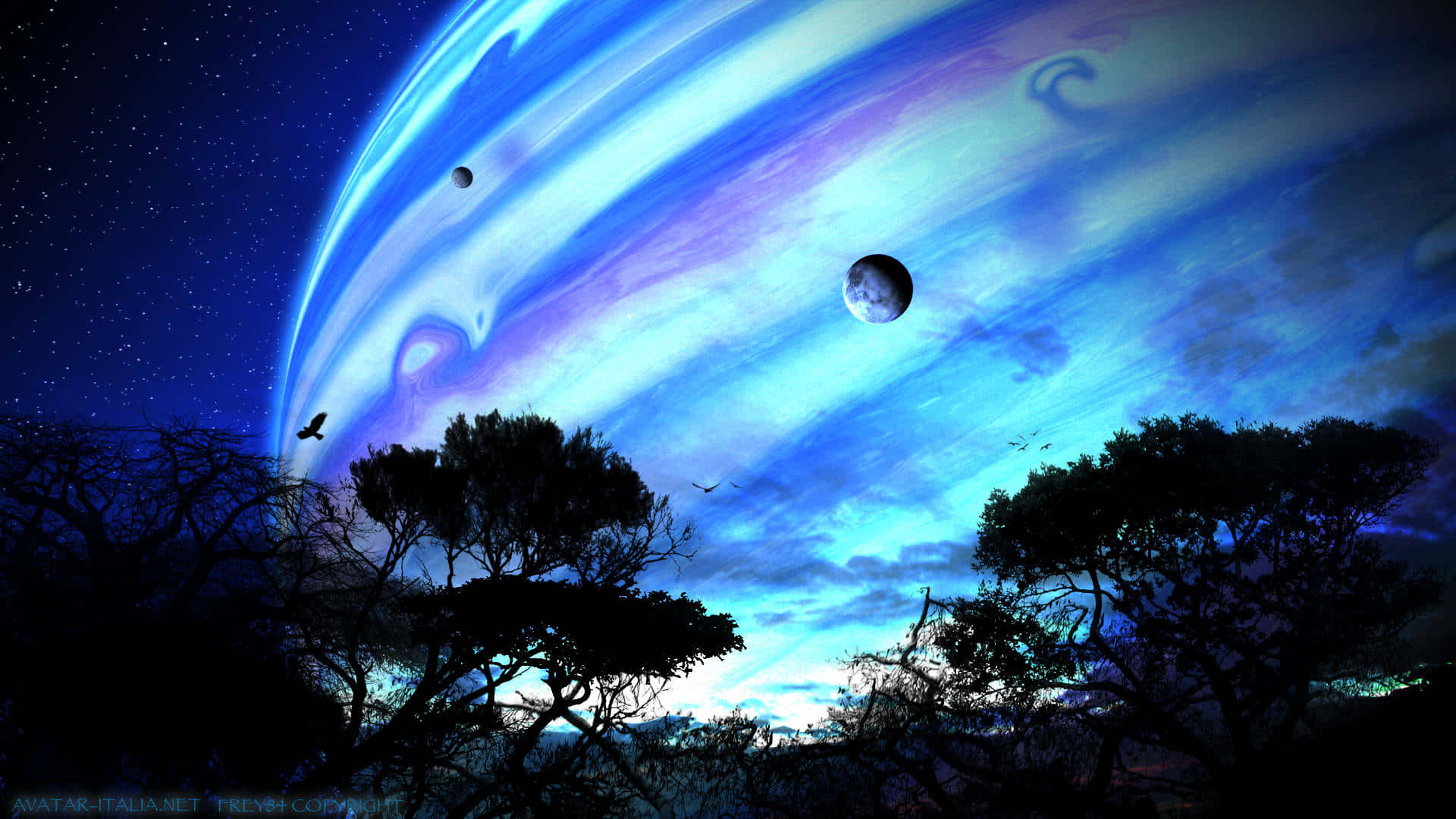 Avatar Pandora, blue planet, surreal night sky, Full HD Desktop Wallpaper