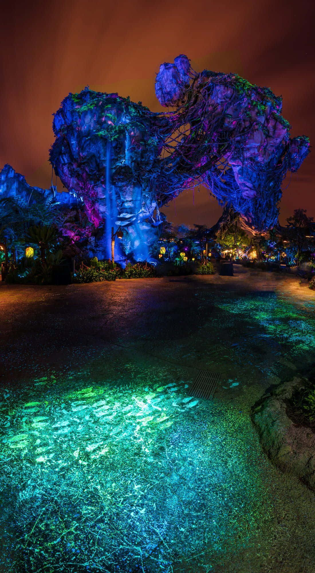 Pandora, glowing blue, purple rock formation, Full HD Phone Wallpaper
