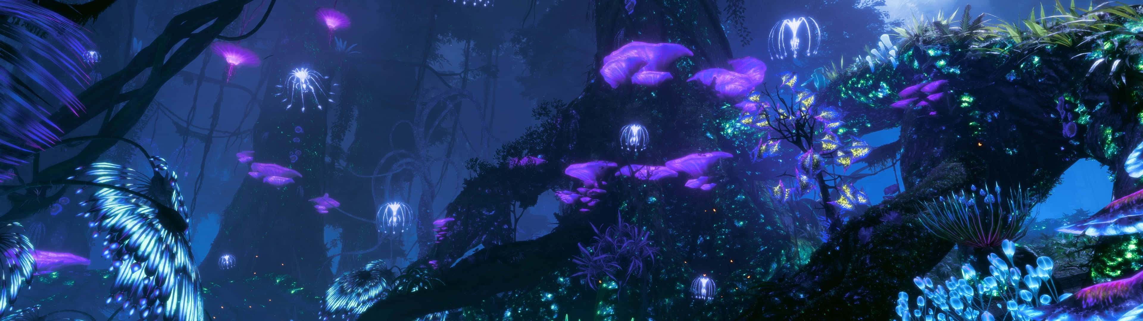 Avatar Pandora, purple forest, glowing purple and blue bioluminescent flora, 4K Desktop Wallpaper