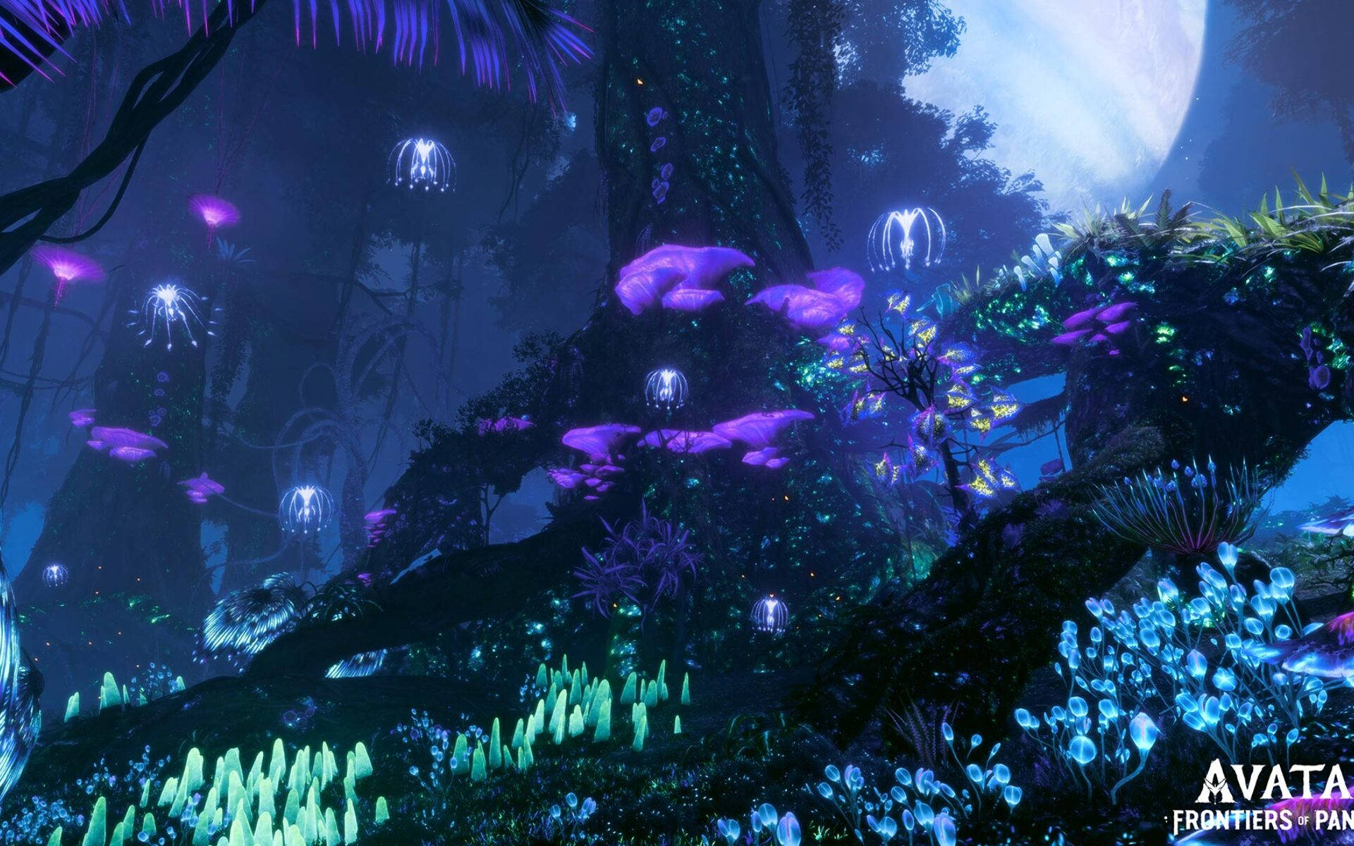 Avatar Pandora, forest, glowing purple and blue flora, Full HD Desktop Wallpaper