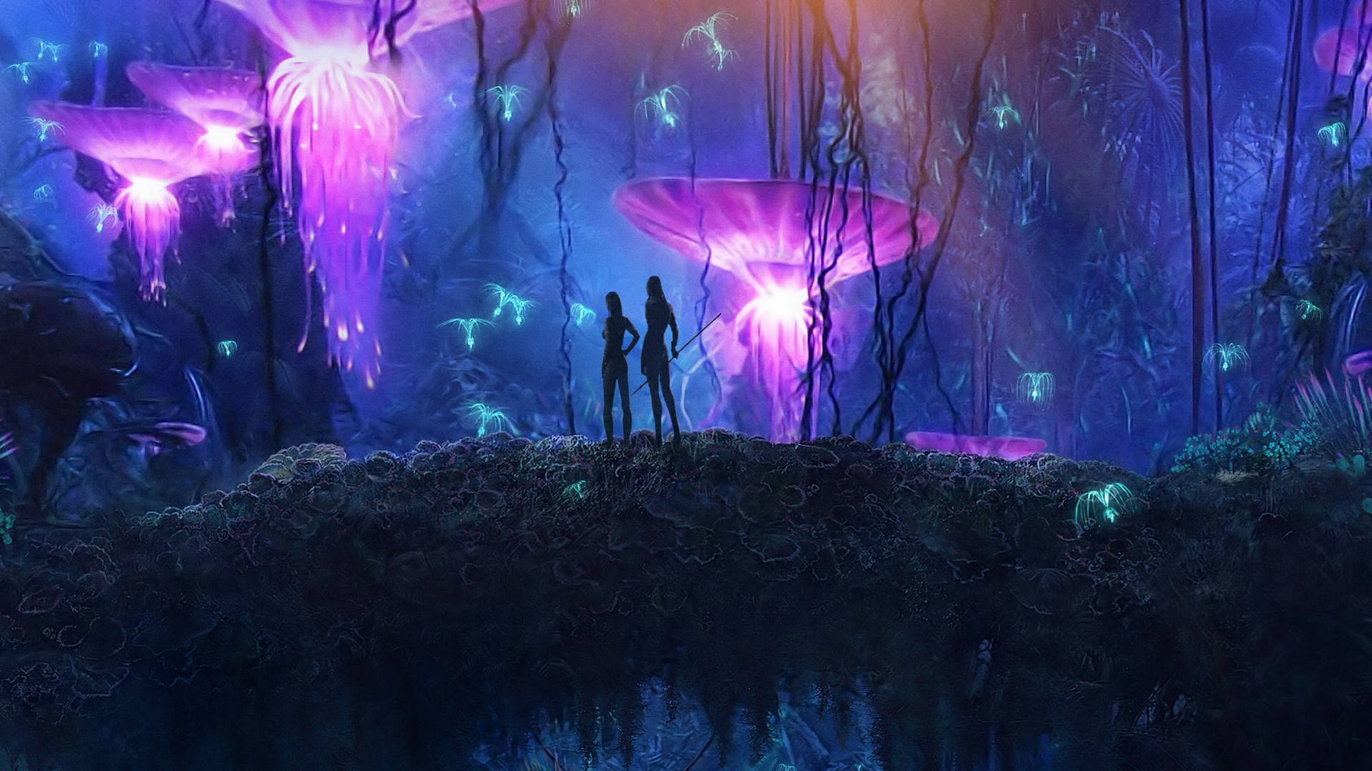 Avatar, Pandora, bioluminescent alien forest, Full HD Desktop Wallpaper