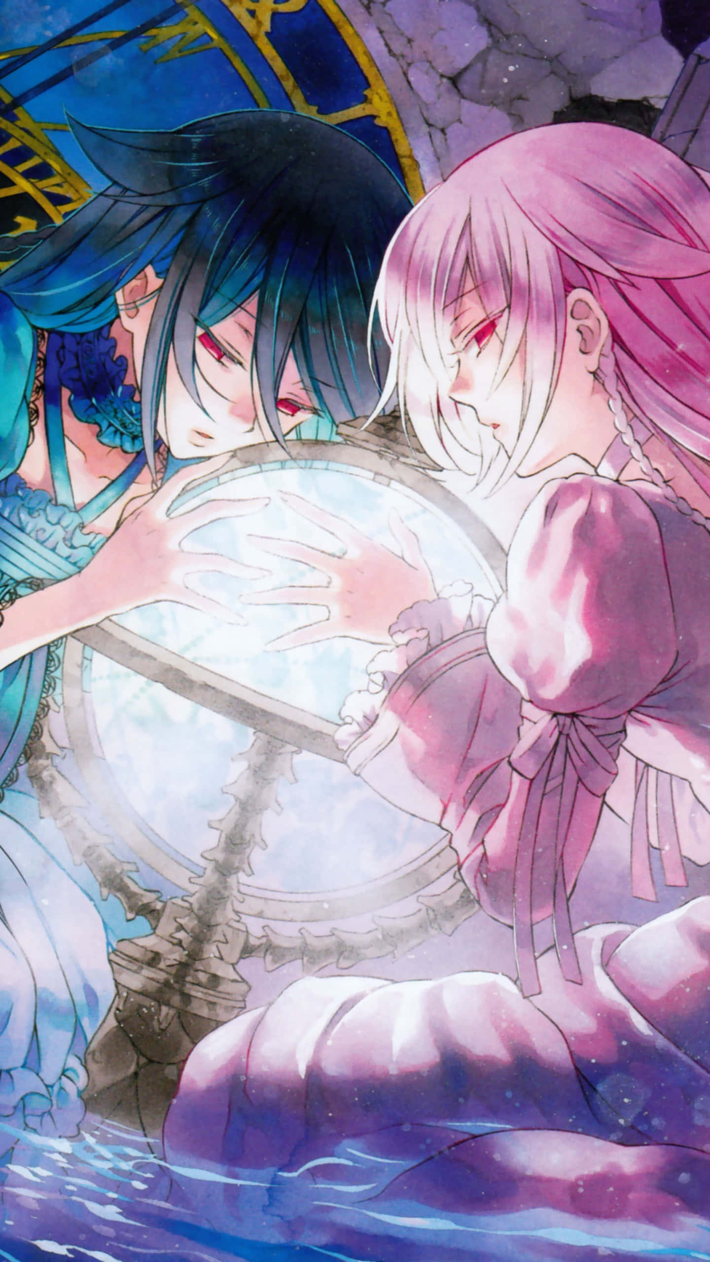 Pandora Hearts, blue hair, pink hair, 2K Phone Wallpaper