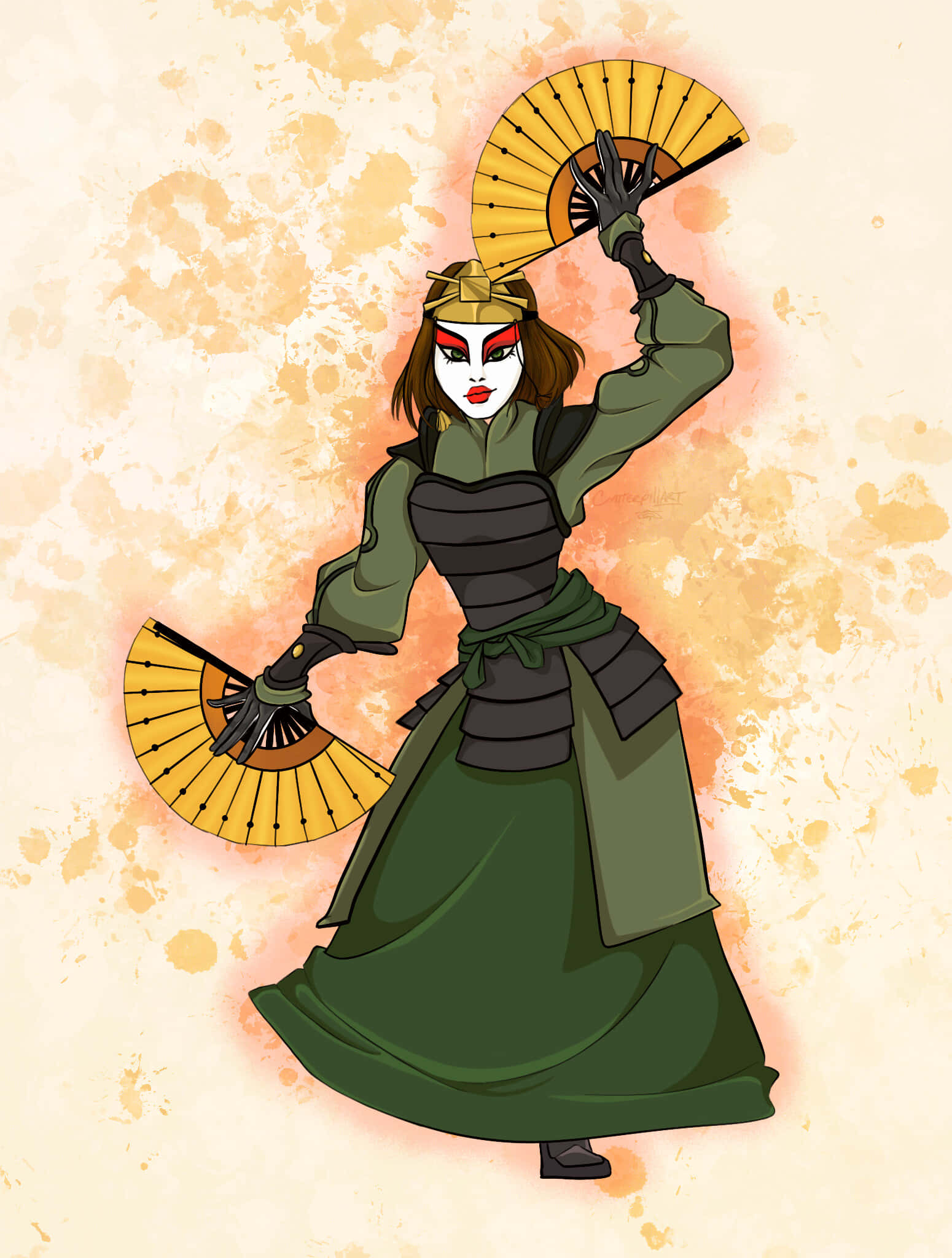 Avatar The Last Airbender, Suki, green armor, Full HD Phone Wallpaper
