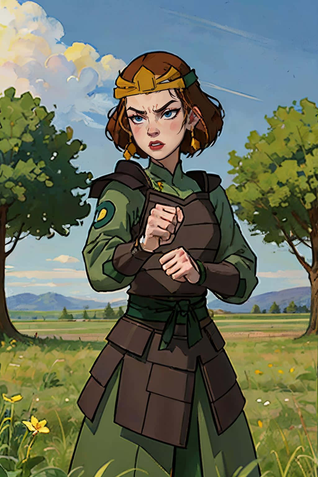 Suki, warrior stance, green armor, HD Phone Wallpaper
