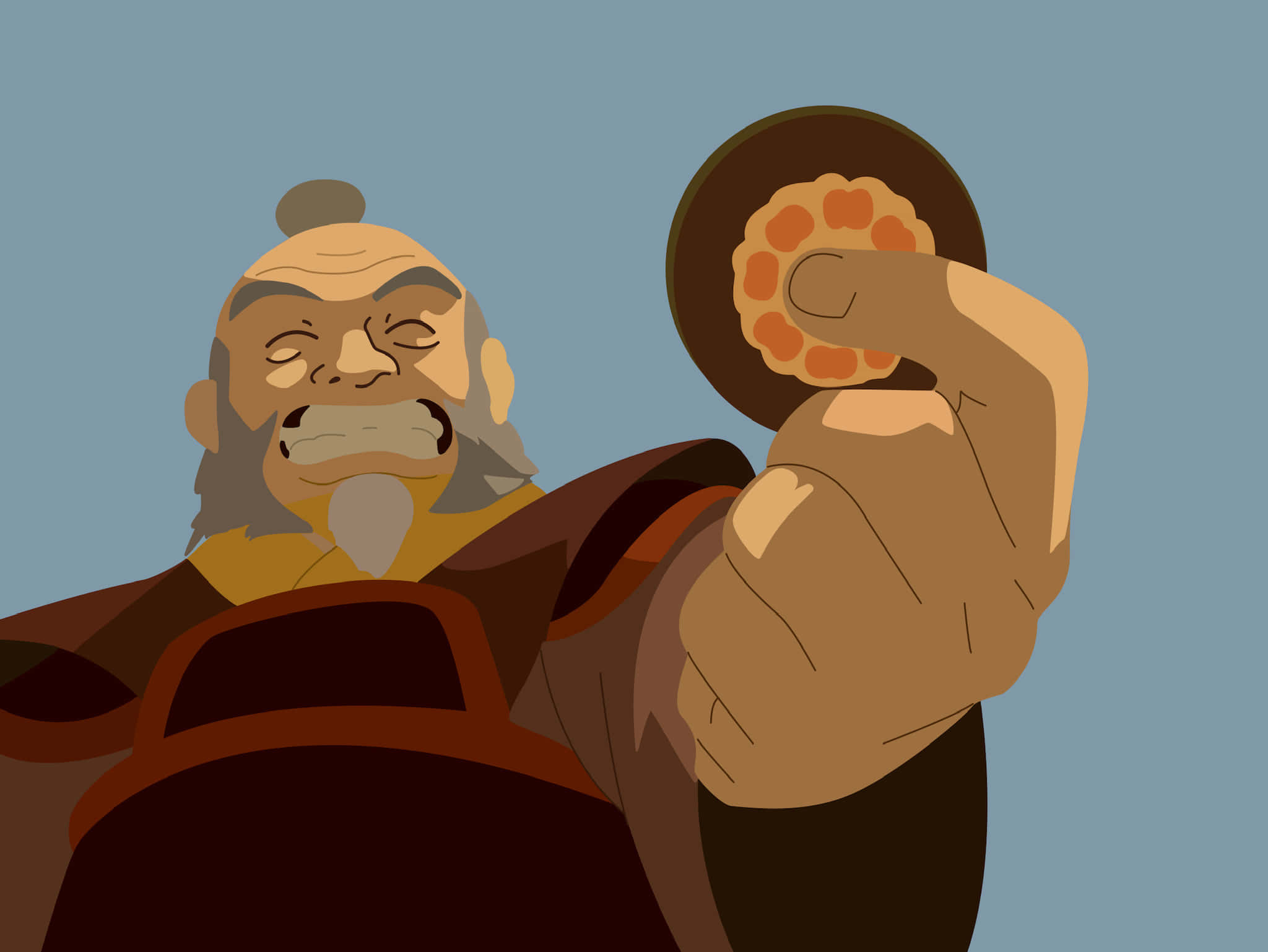 Uncle Iroh, white beard, round cookie with orange segments, Full HD Desktop Wallpaper