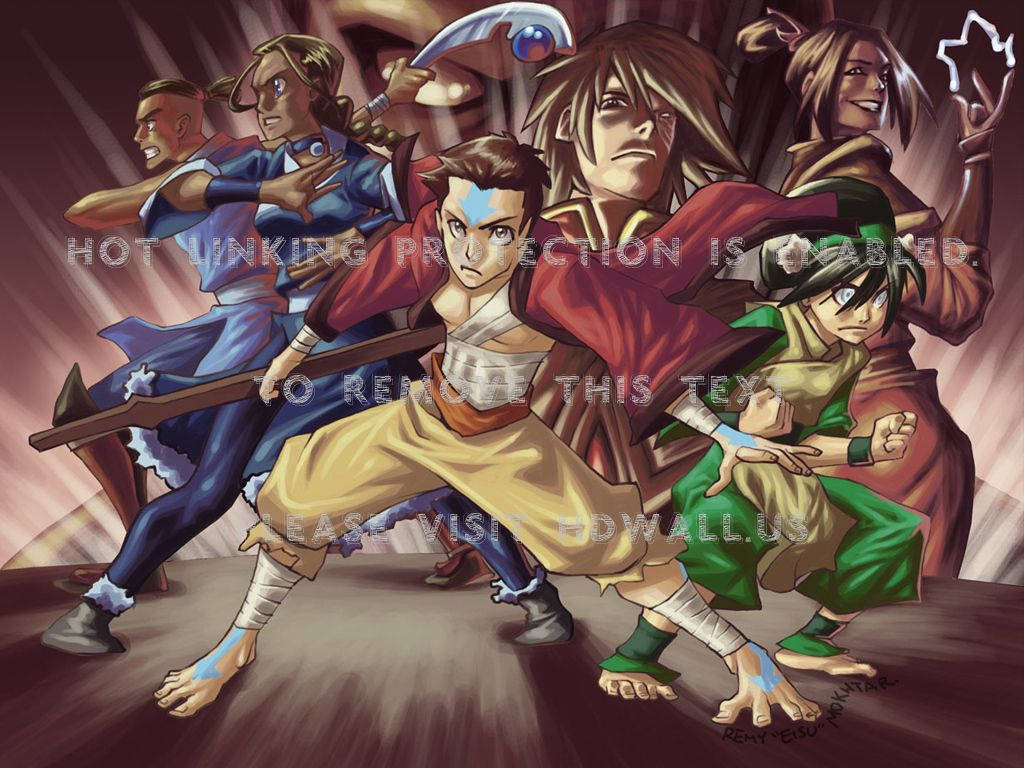 Avatar: The Last Airbender, main characters, glowing elemental weapons, SD Desktop Wallpaper