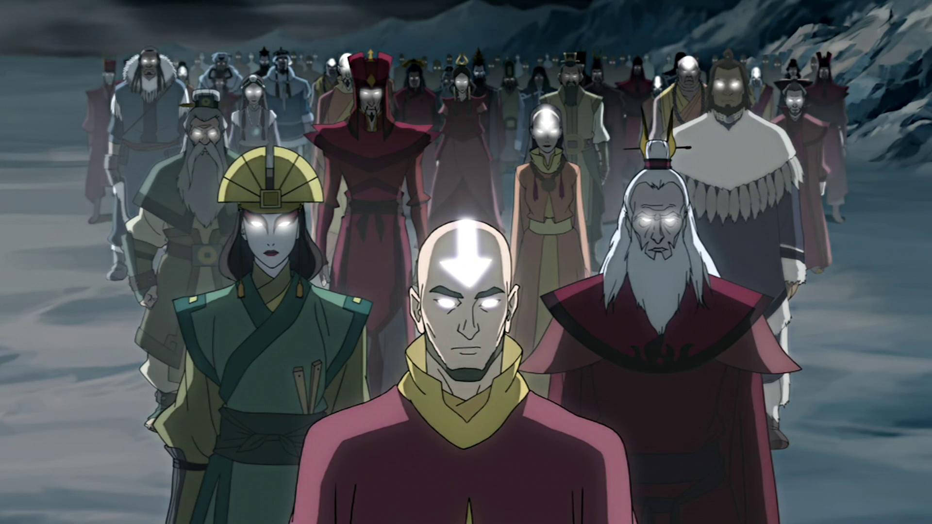 Avatar The Last Airbender, past avatars, snowy mountainous landscape, Full HD Desktop Wallpaper
