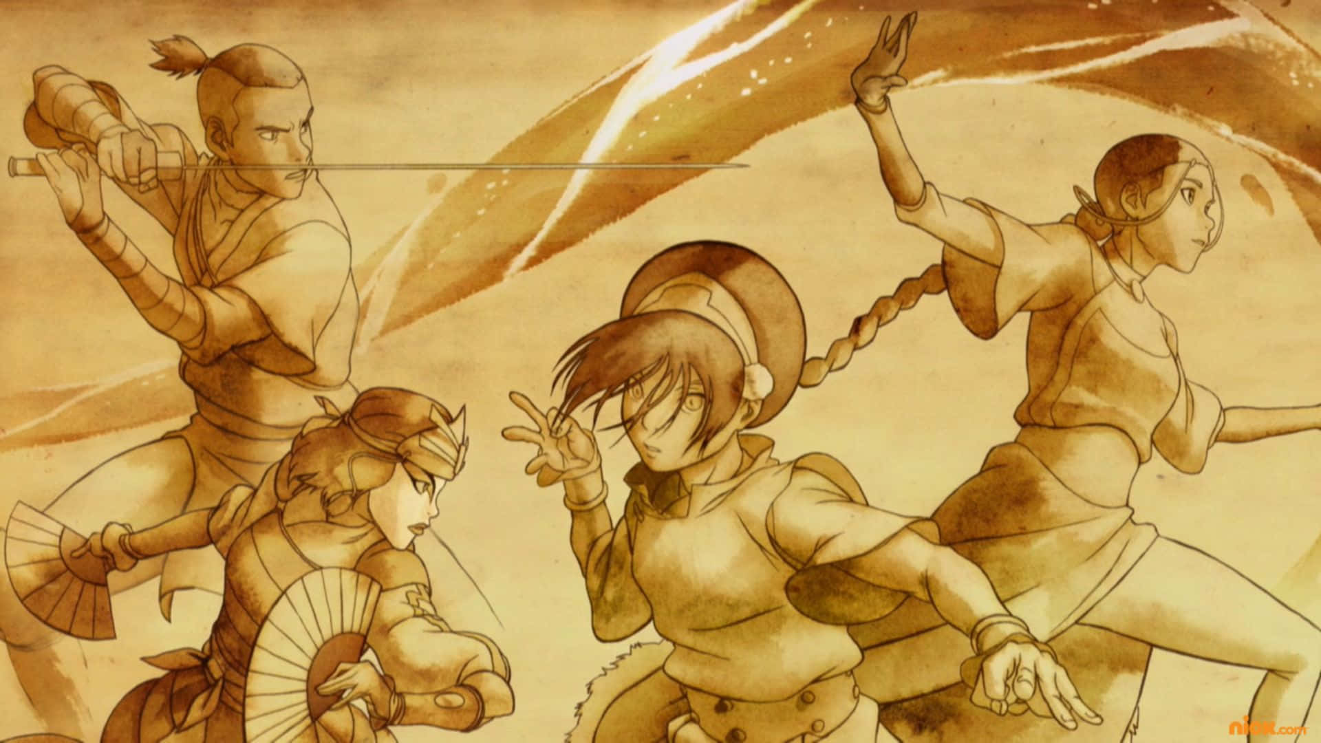 Avatar The Last Airbender, team artwork, animated warriors, Full HD Desktop Wallpaper